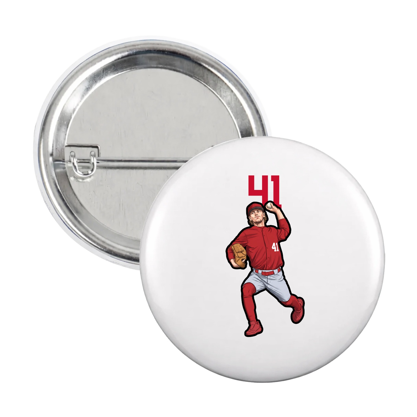 Game Day Button — Number Top in White