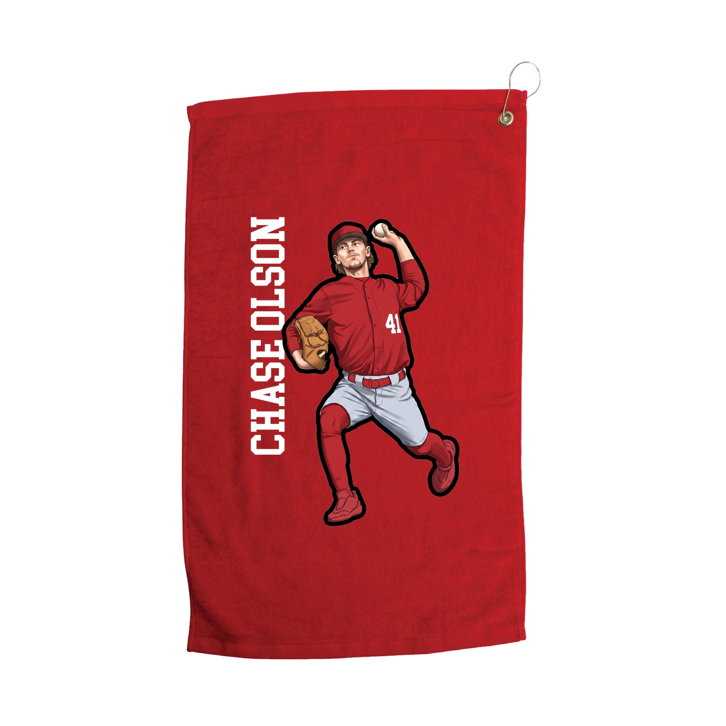 Golf Towel — Name Vertical in Red