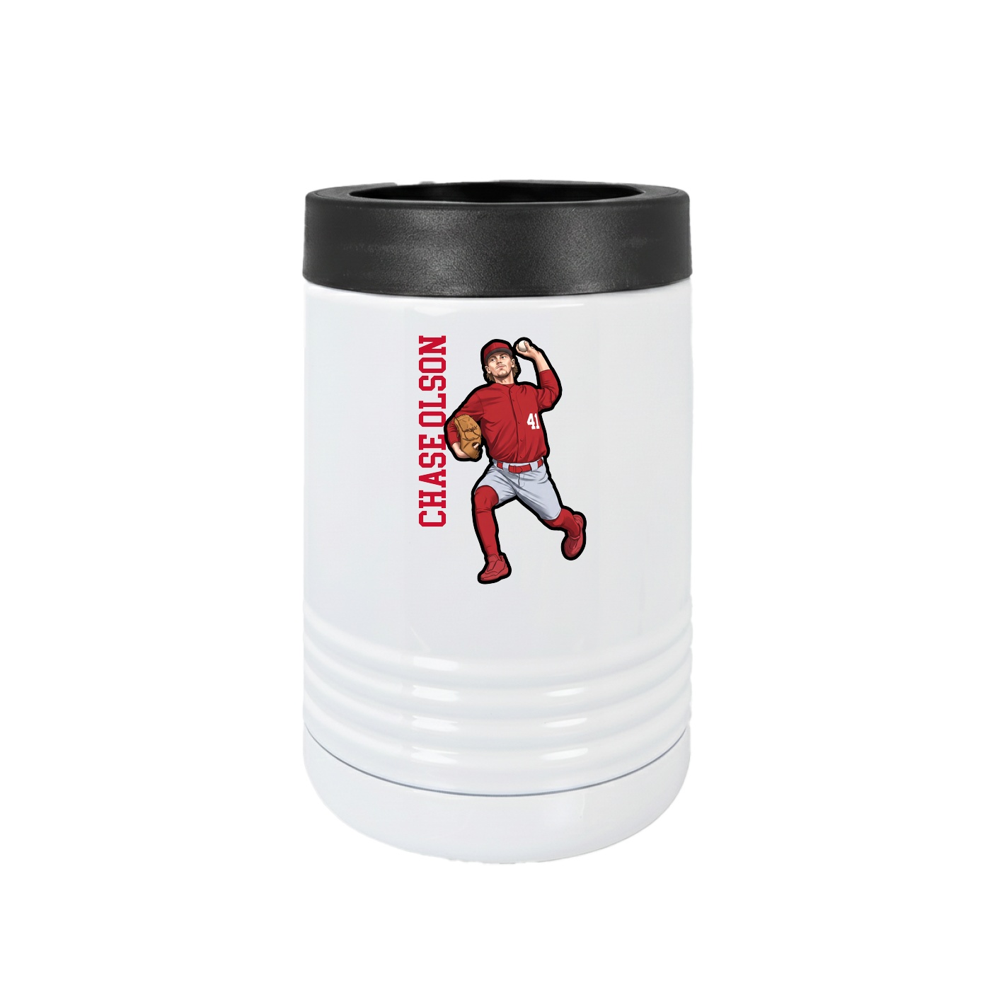 Beverage Holder — Name Vertical in White