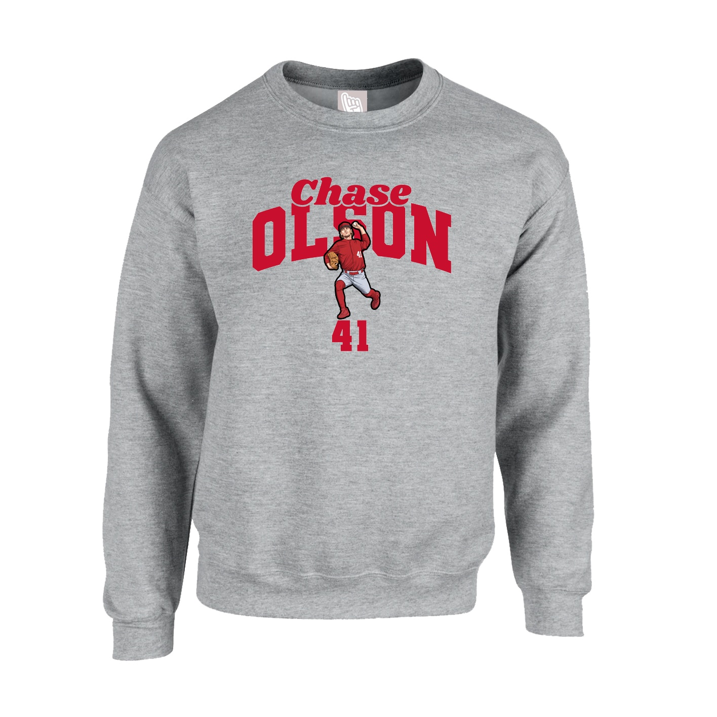 Fleece Crew — Signature Arch in Grey