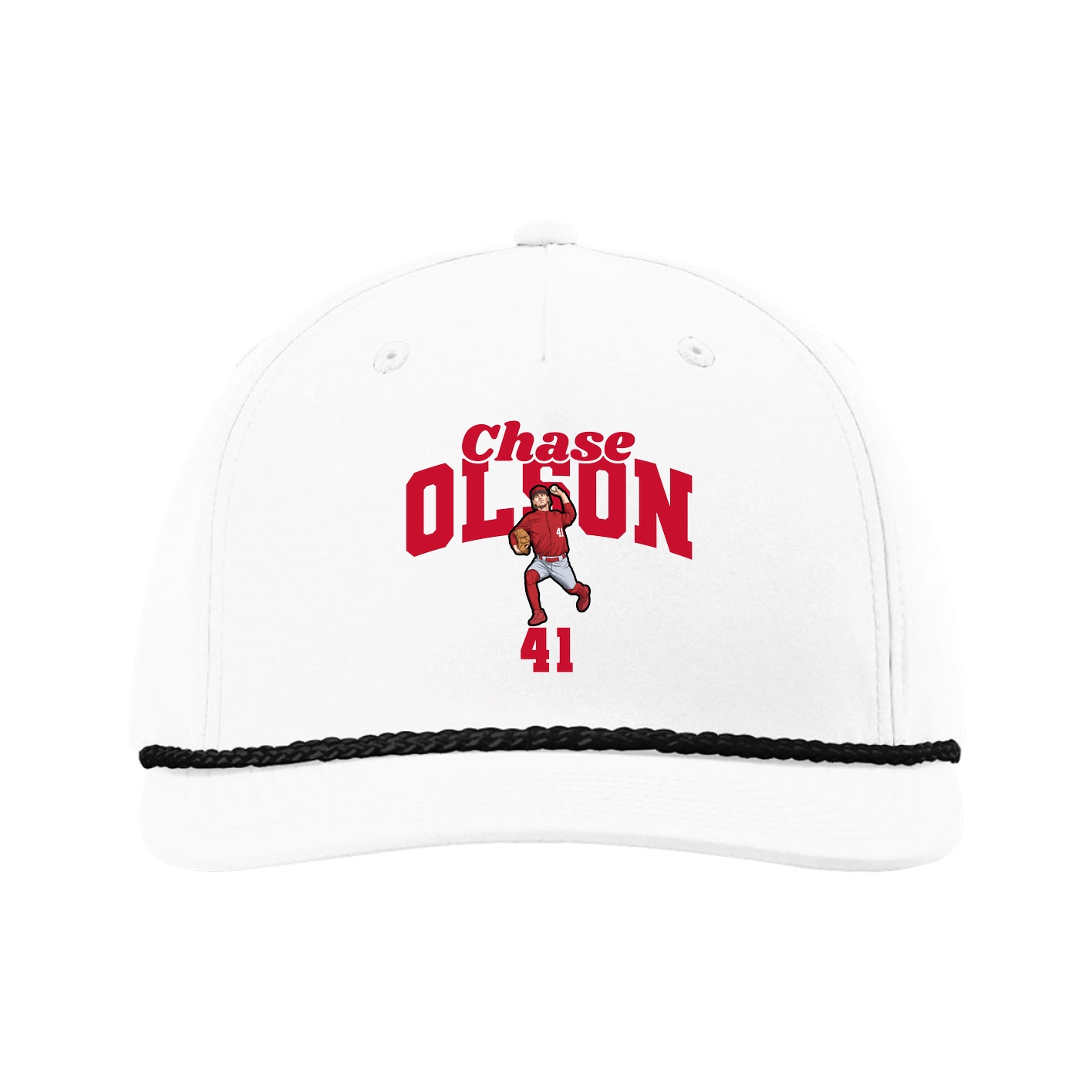 Five-Panel Classic Rope Cap — Signature Arch in White