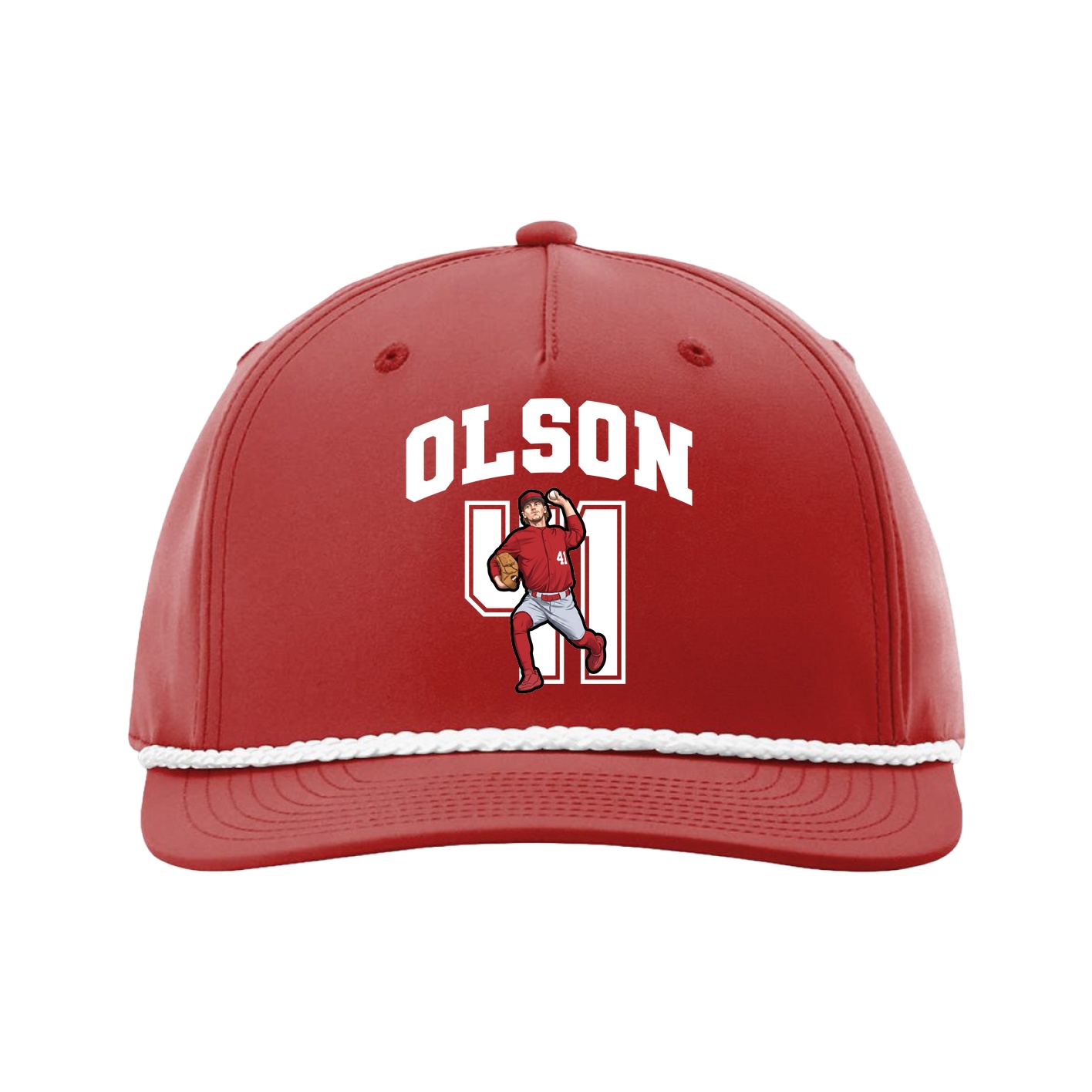 Five-Panel Classic Rope Cap — Number in Red