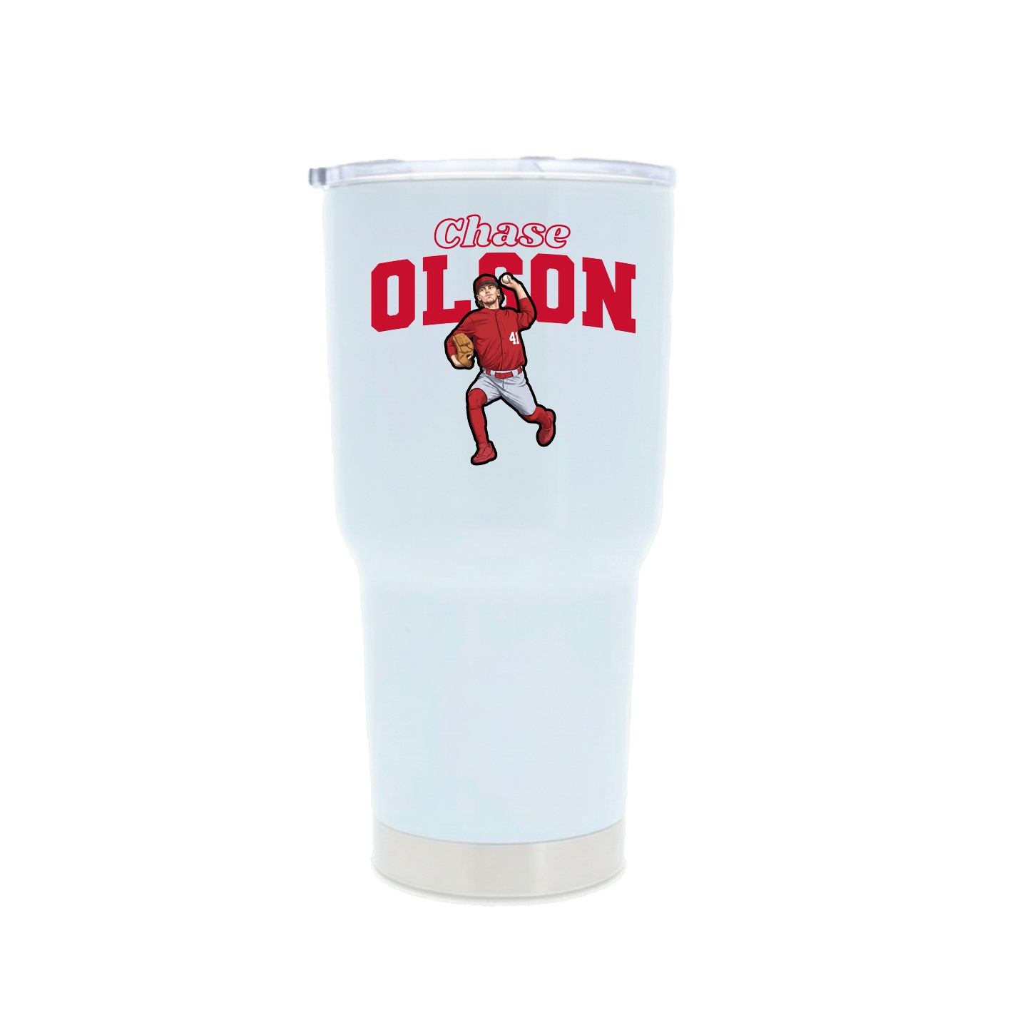 30oz Stainless Steel Tumbler — Name Arch in White