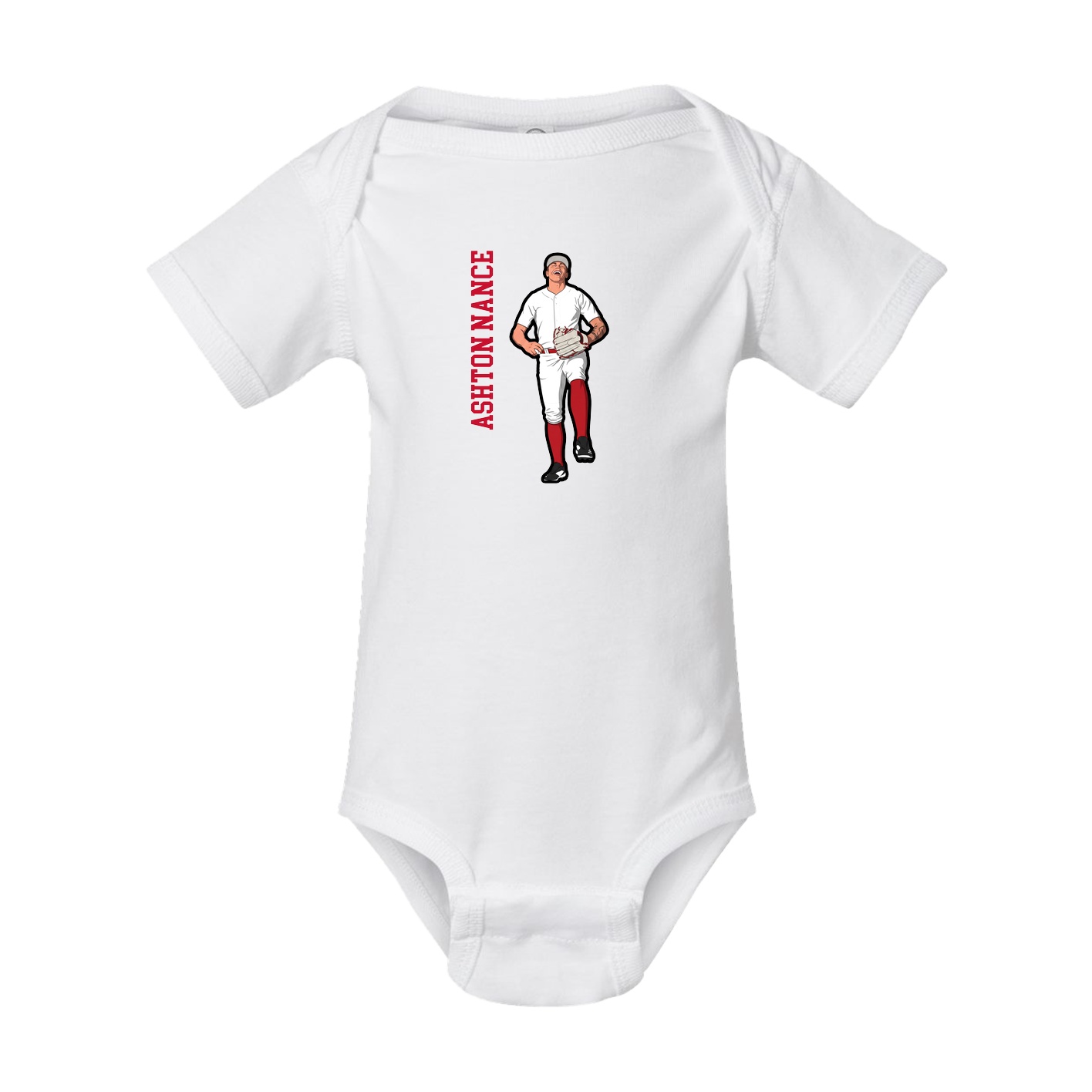 Baby Onesie — Name Vertical in White