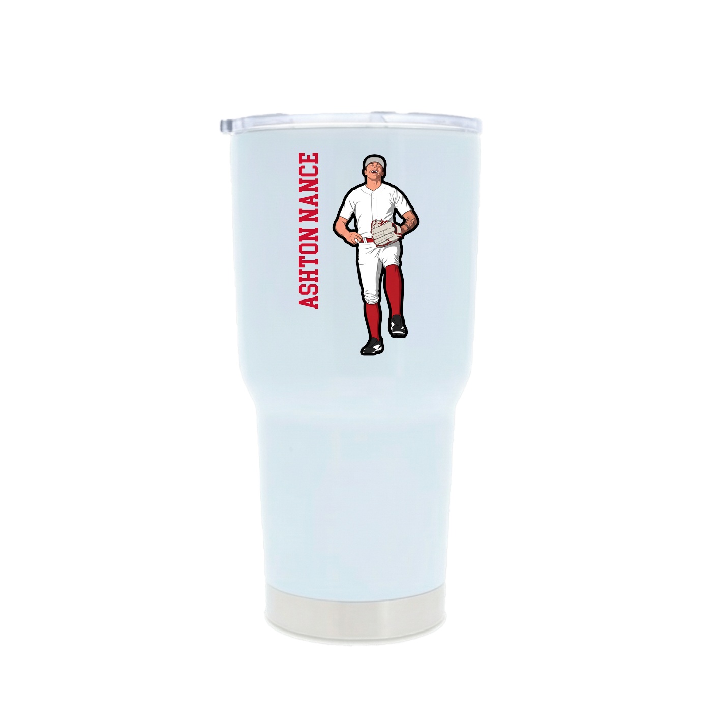 30oz Stainless Steel Tumbler — Name Vertical in White