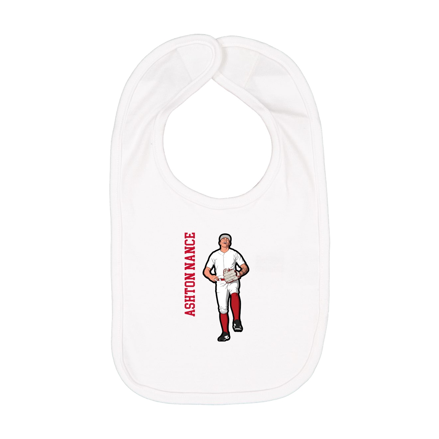 Infant Bib — Name Vertical in White