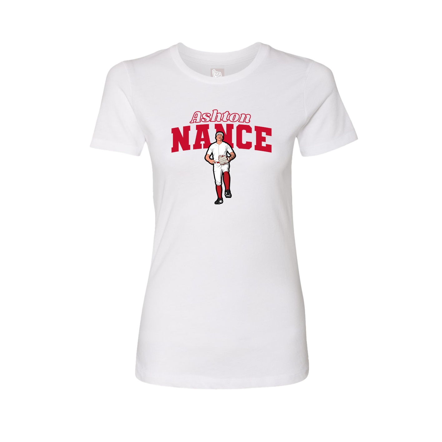 Fitted Women's Tee — Name Arch in White