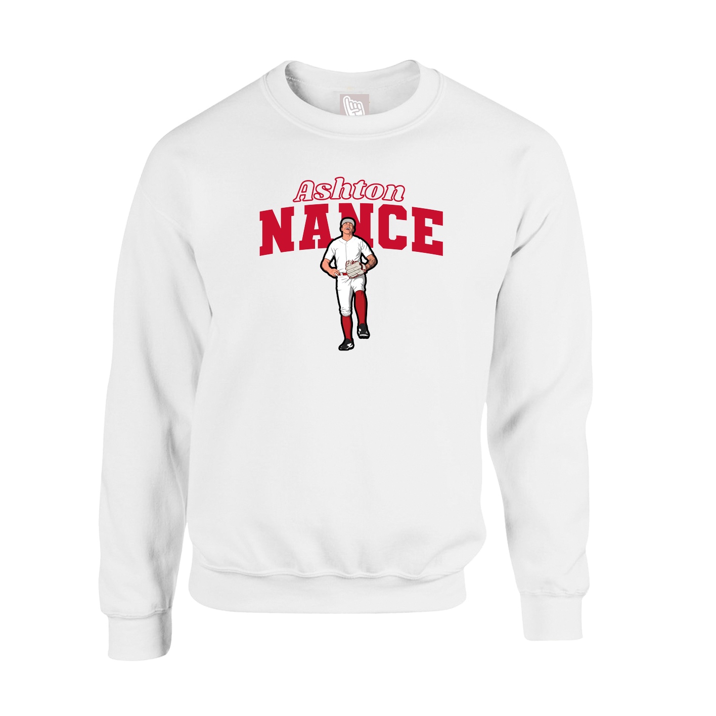 Fleece Crew — Name Arch in White