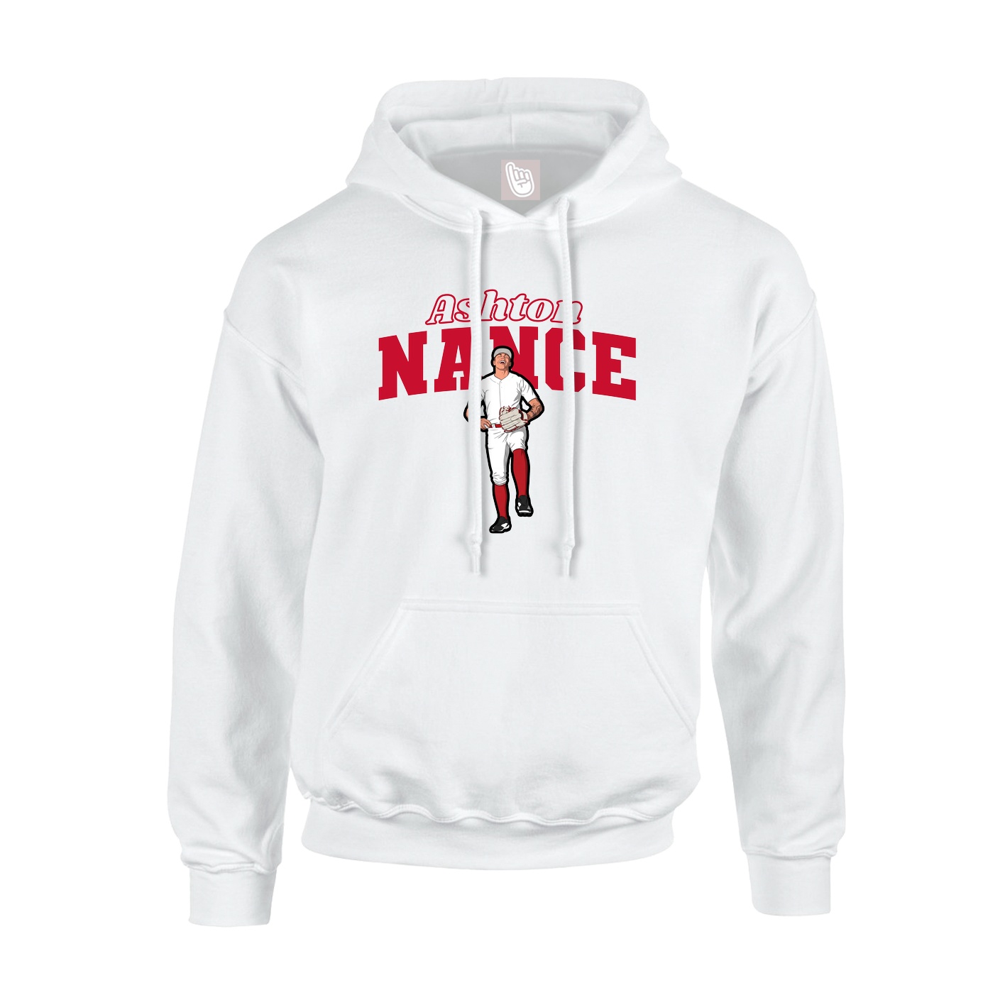 Youth Hoodie — Name Arch in White