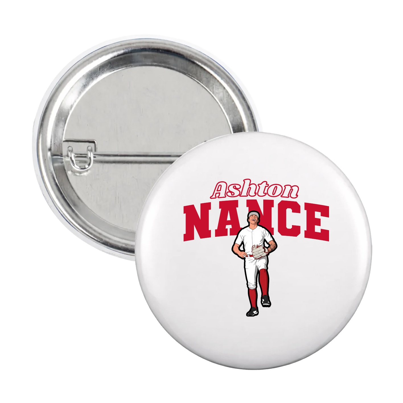 Game Day Button — Name Arch in White