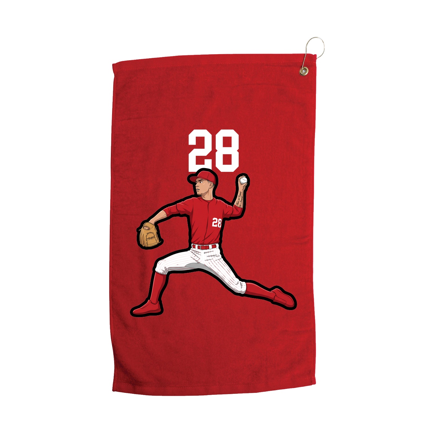 Golf Towel — Number Top in Red