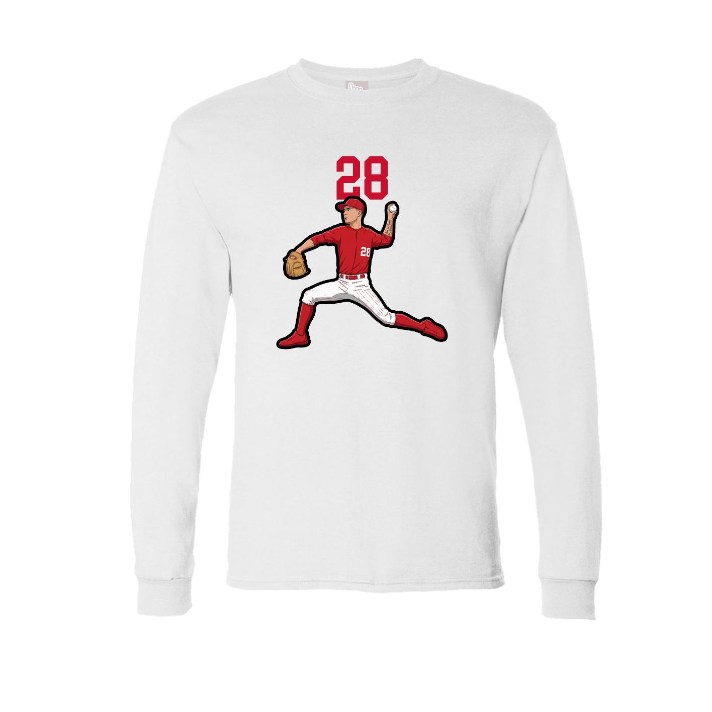Long Sleeve Tee — Number Top in White
