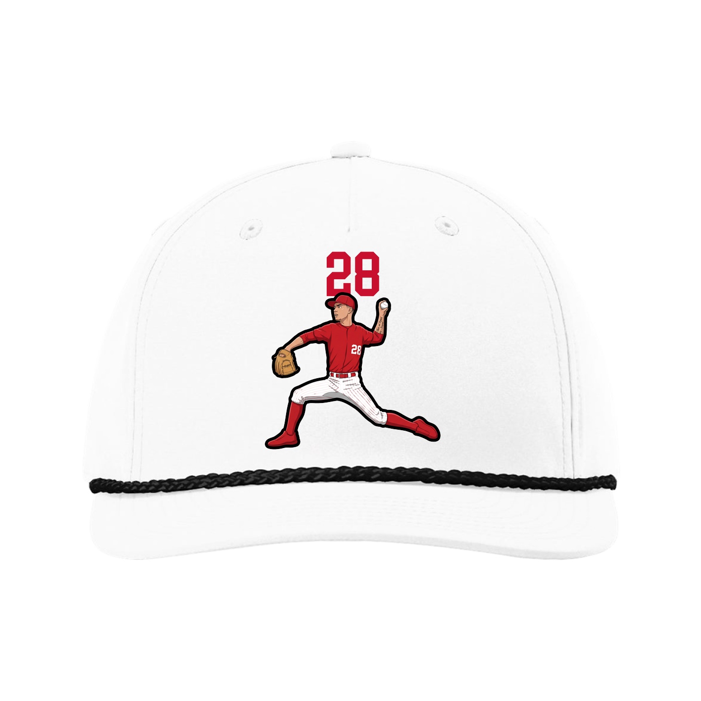 Five-Panel Classic Rope Cap — Number Top in White