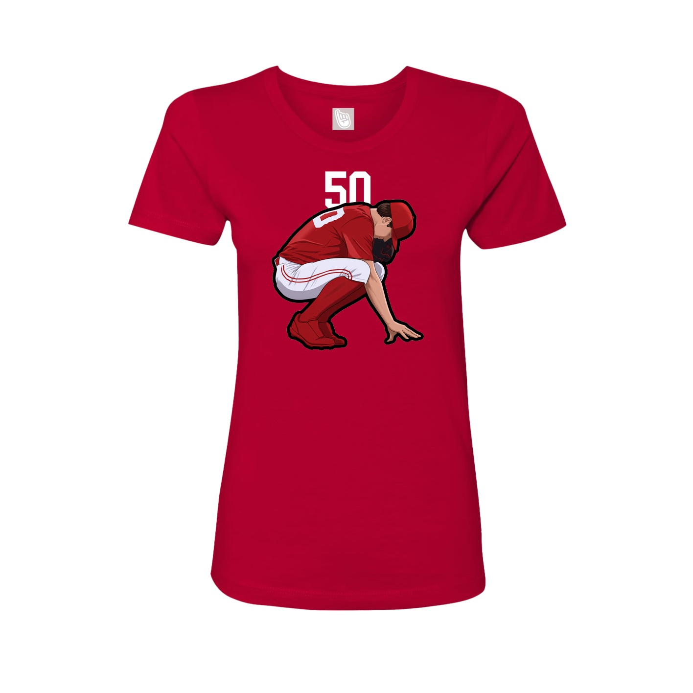 Fitted Women's Tee — Number Top in Red