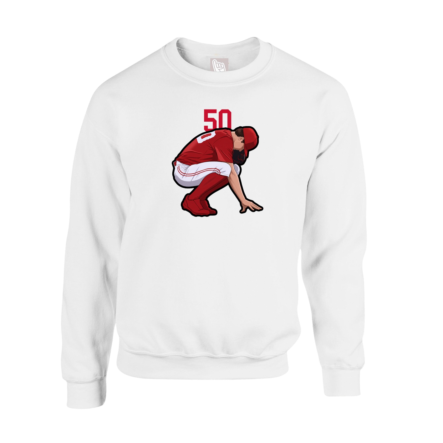 Fleece Crew — Number Top in White