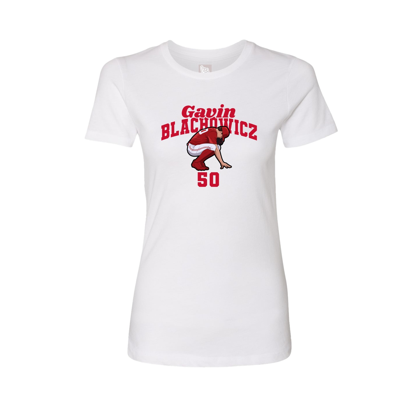 Fitted Women's Tee — Signature Arch in White