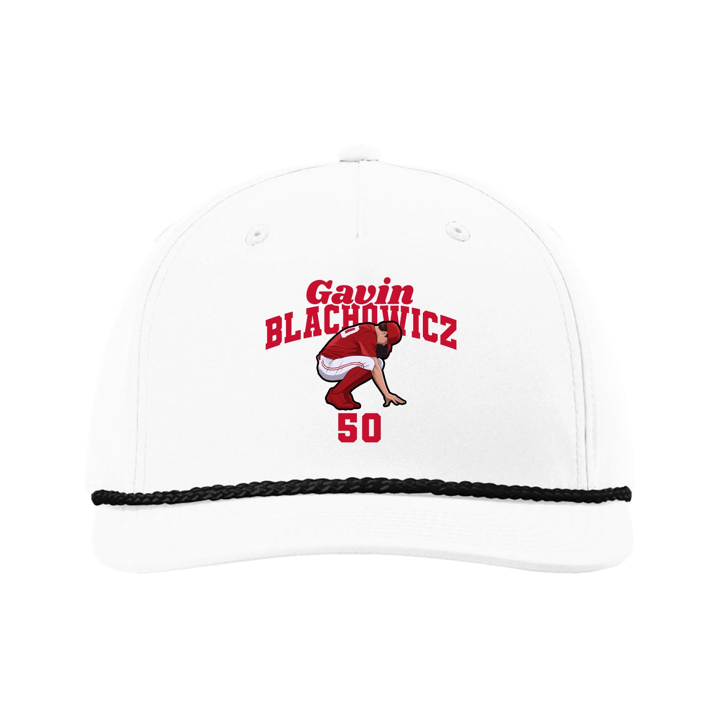 Five-Panel Classic Rope Cap — Signature Arch in White