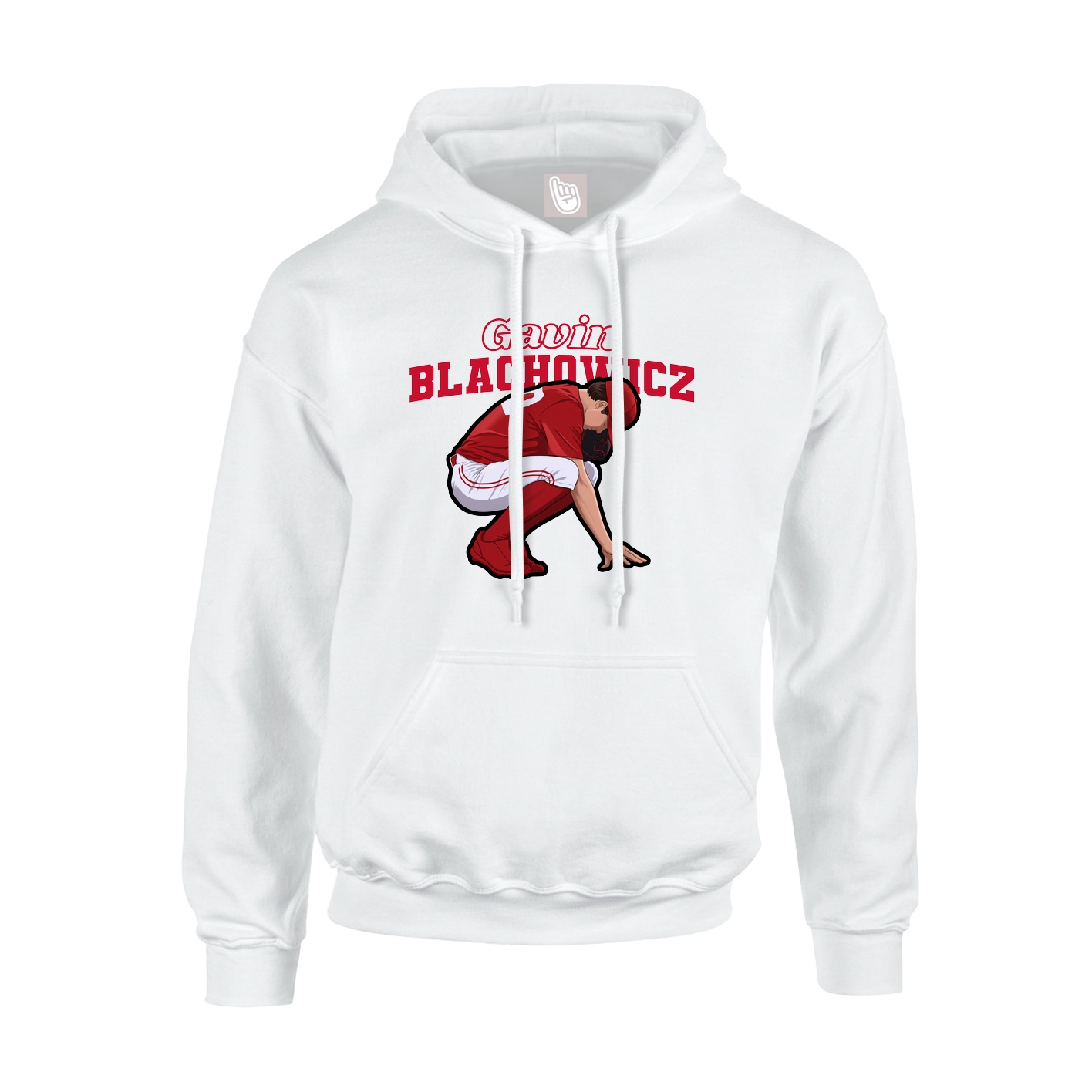 Youth Hoodie — Name Arch in White