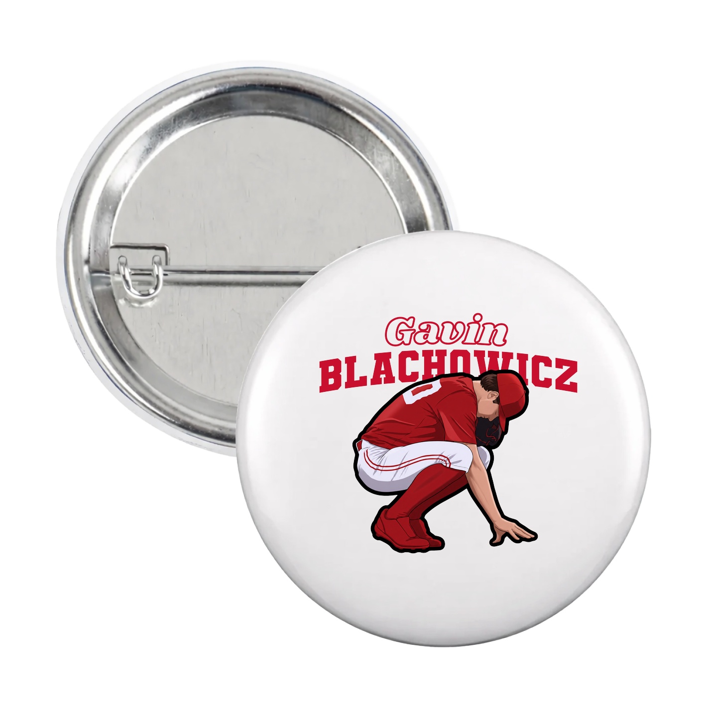 Game Day Button — Name Arch in White