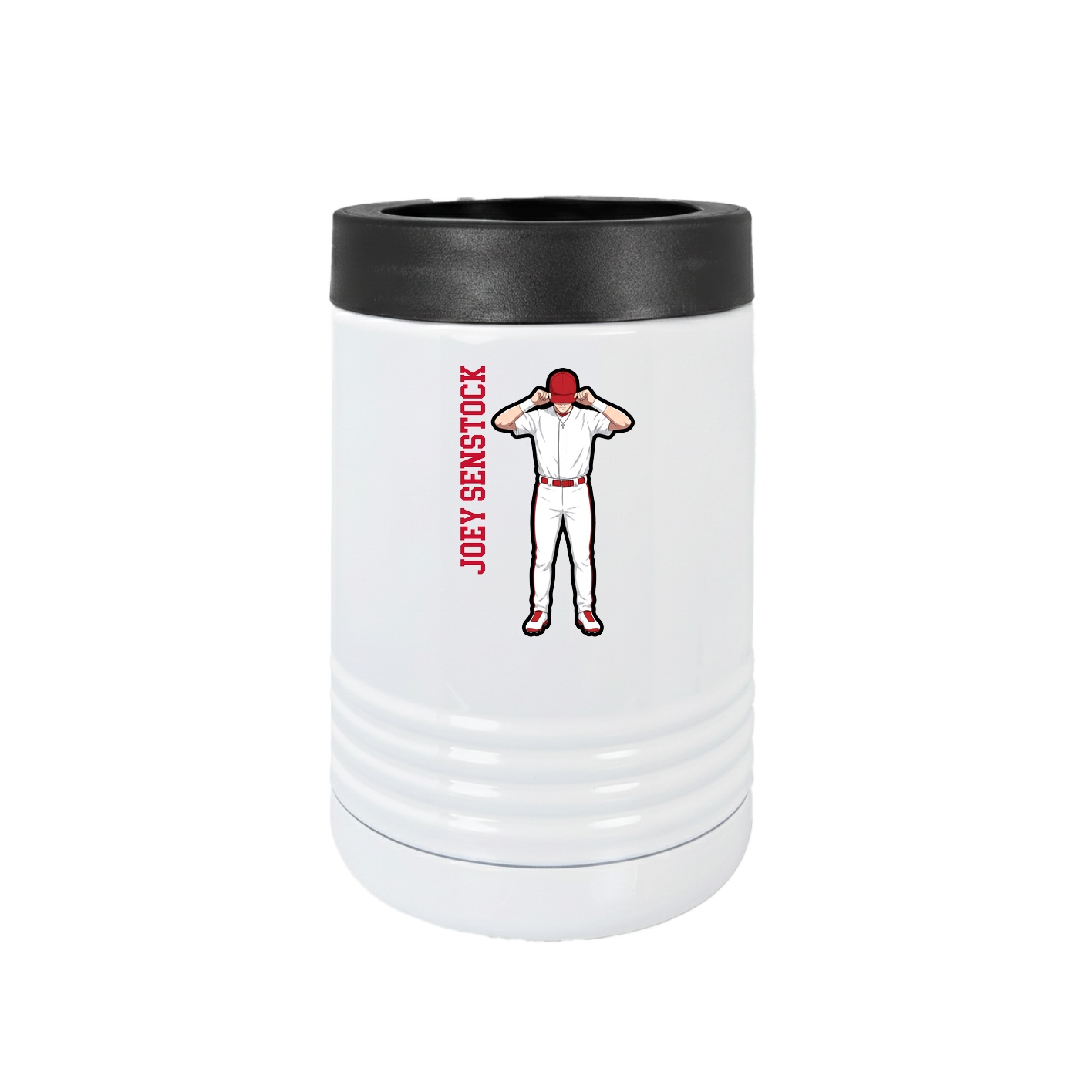 Beverage Holder — Name Vertical in White