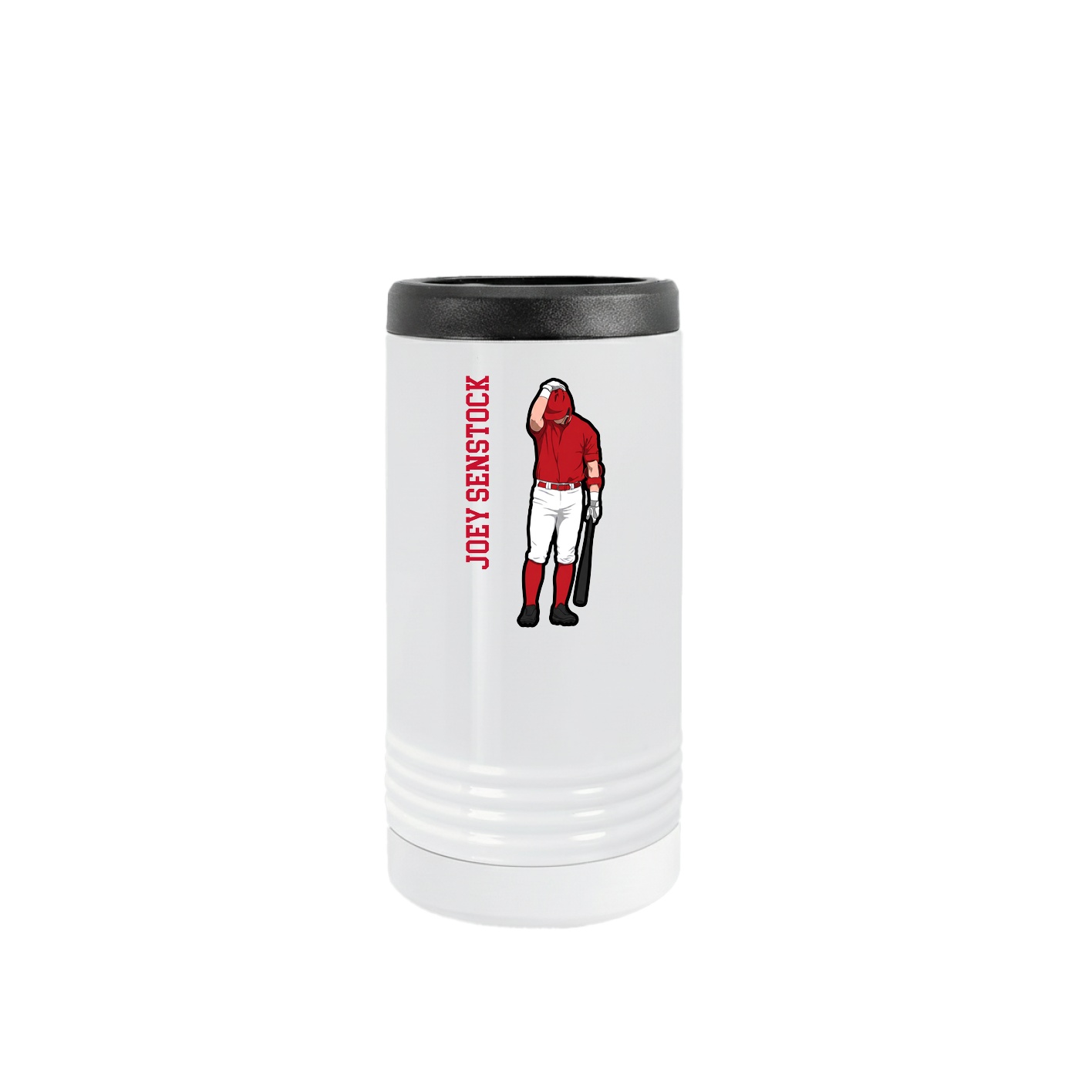 Slim Beverage Holder — Name Vertical in White