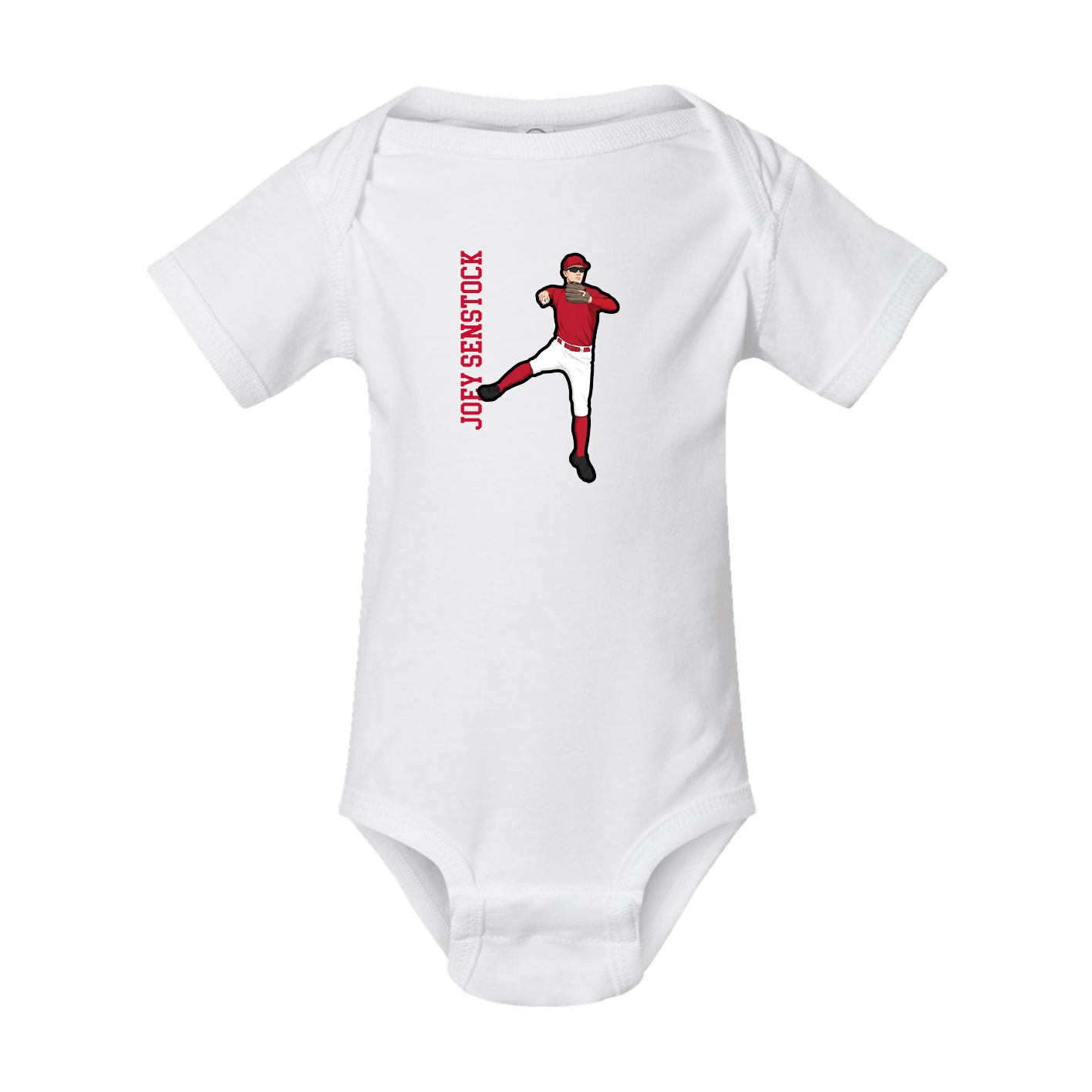 Baby Onesie — Name Vertical in White