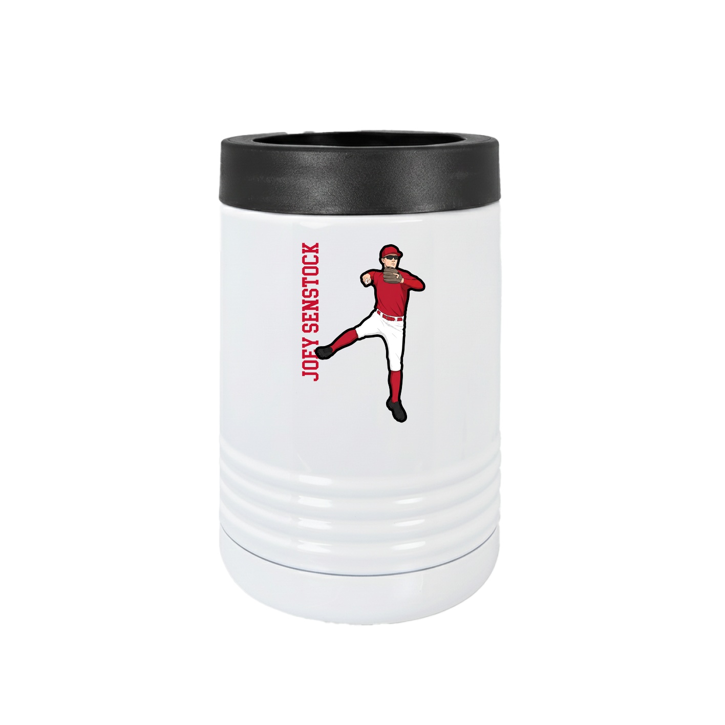 Beverage Holder — Name Vertical in White
