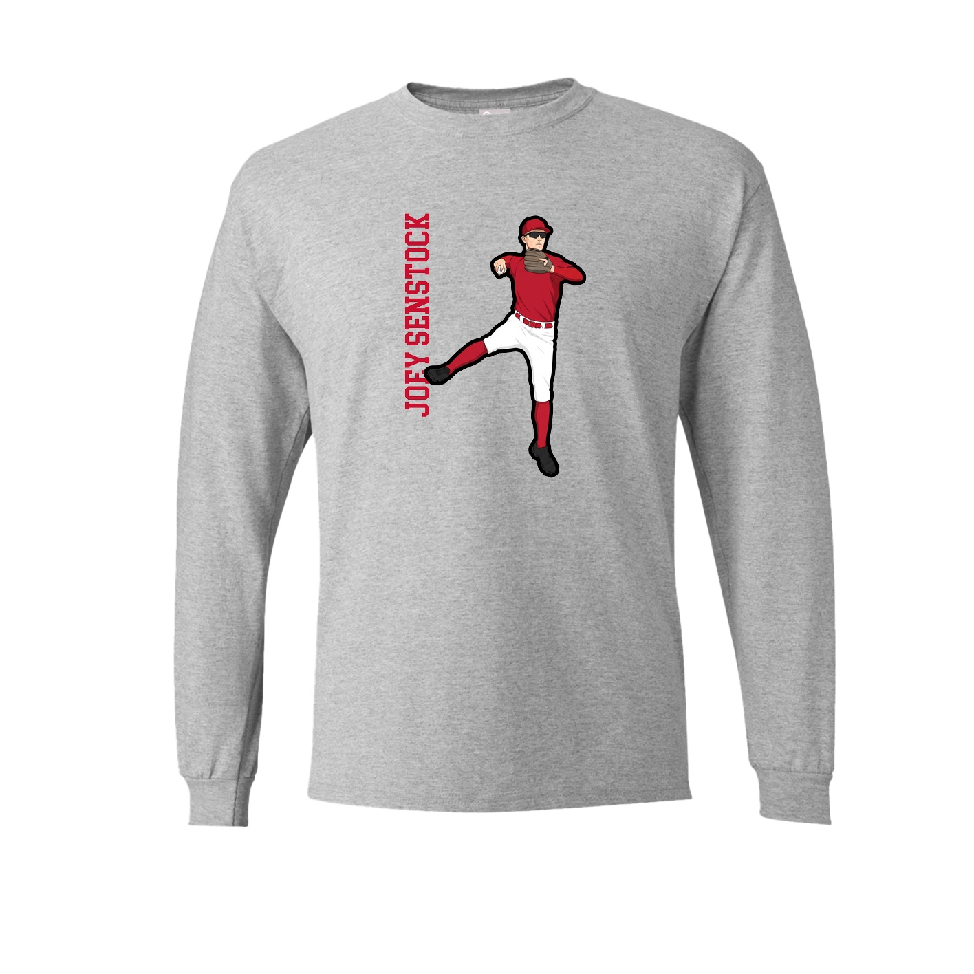 Long Sleeve Tee — Name Vertical in Grey