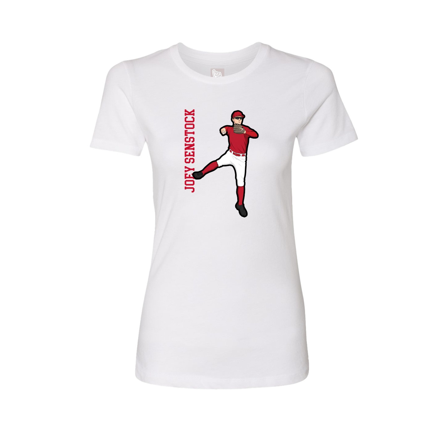 Womens Tee — Name Vertical in White