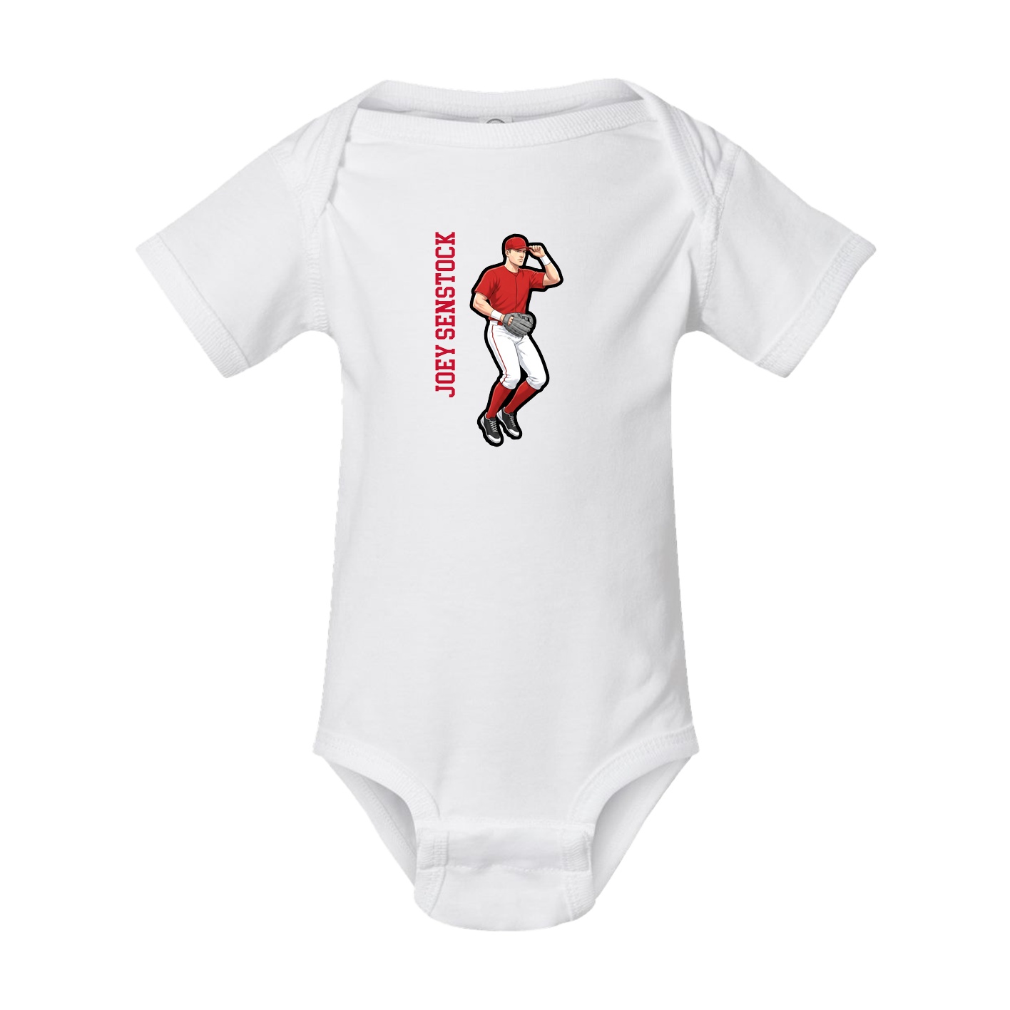 Baby Onesie — Name Vertical in White