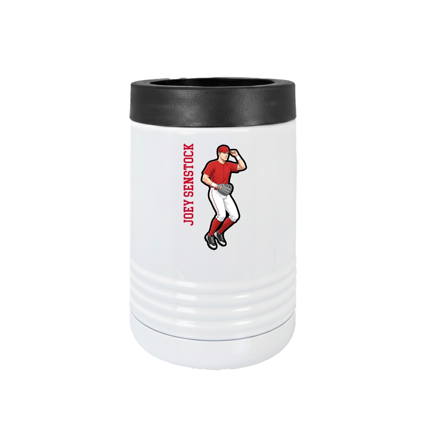 Beverage Holder — Name Vertical in White