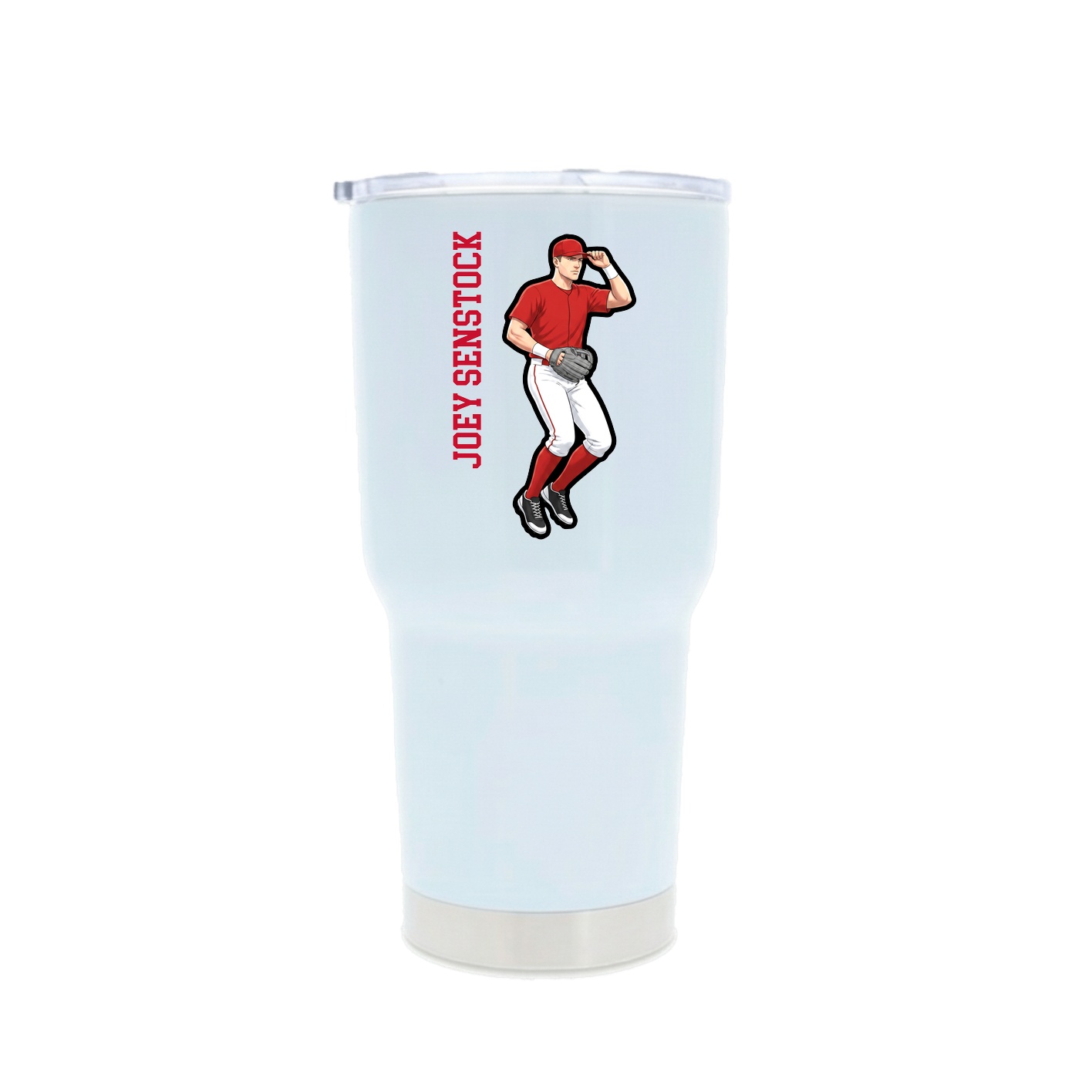 30oz Stainless Steel Tumbler — Name Vertical in White