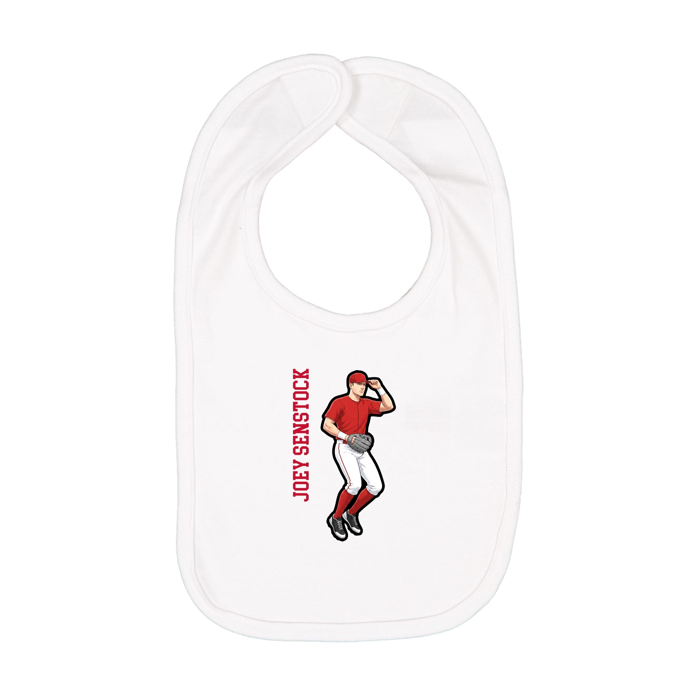 Infant Bib — Name Vertical in White