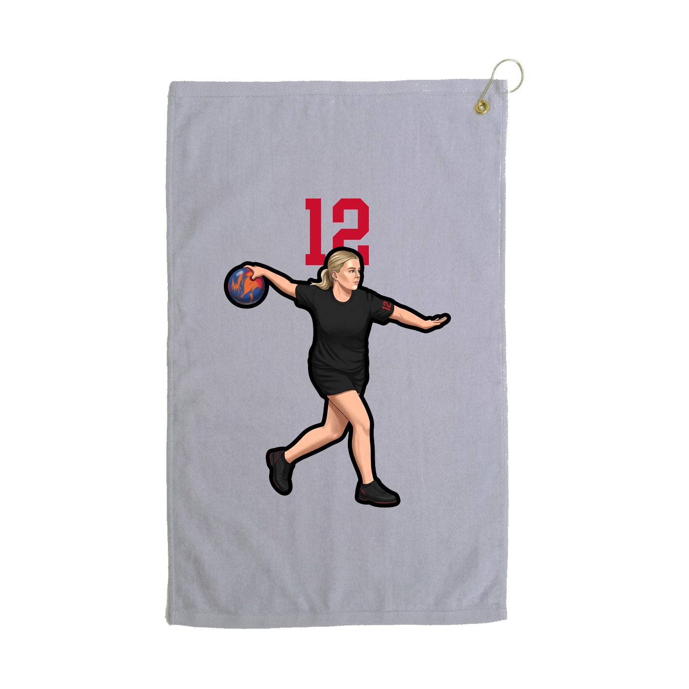 Golf Towel — Number Top in Grey