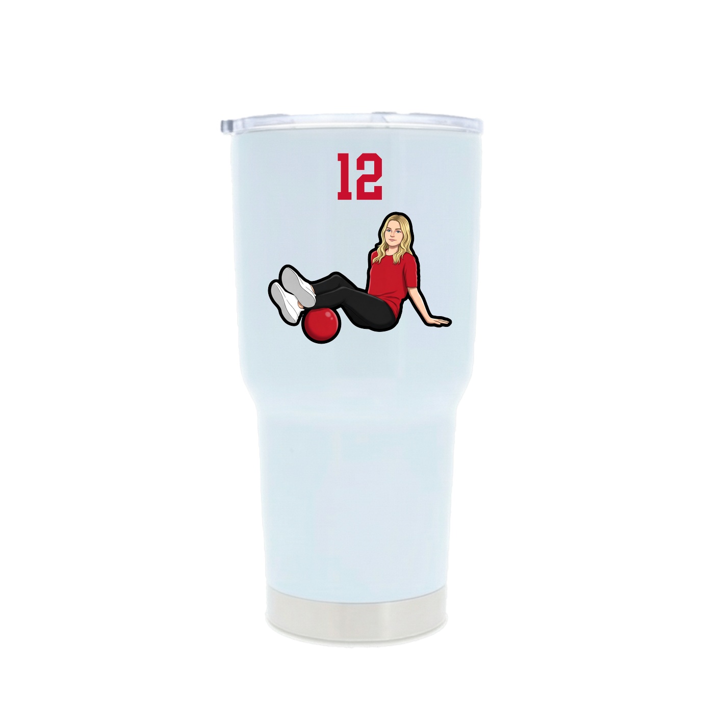 30oz Stainless Steel Tumbler — Number Top in White