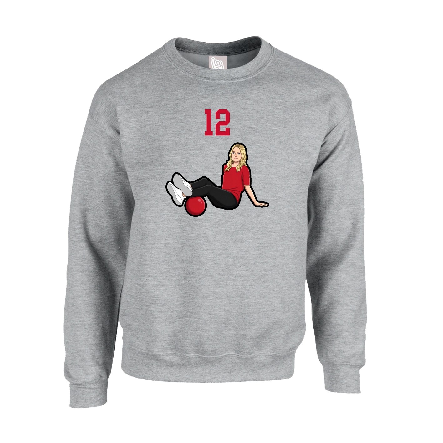 Fleece Crew — Number Top in Grey
