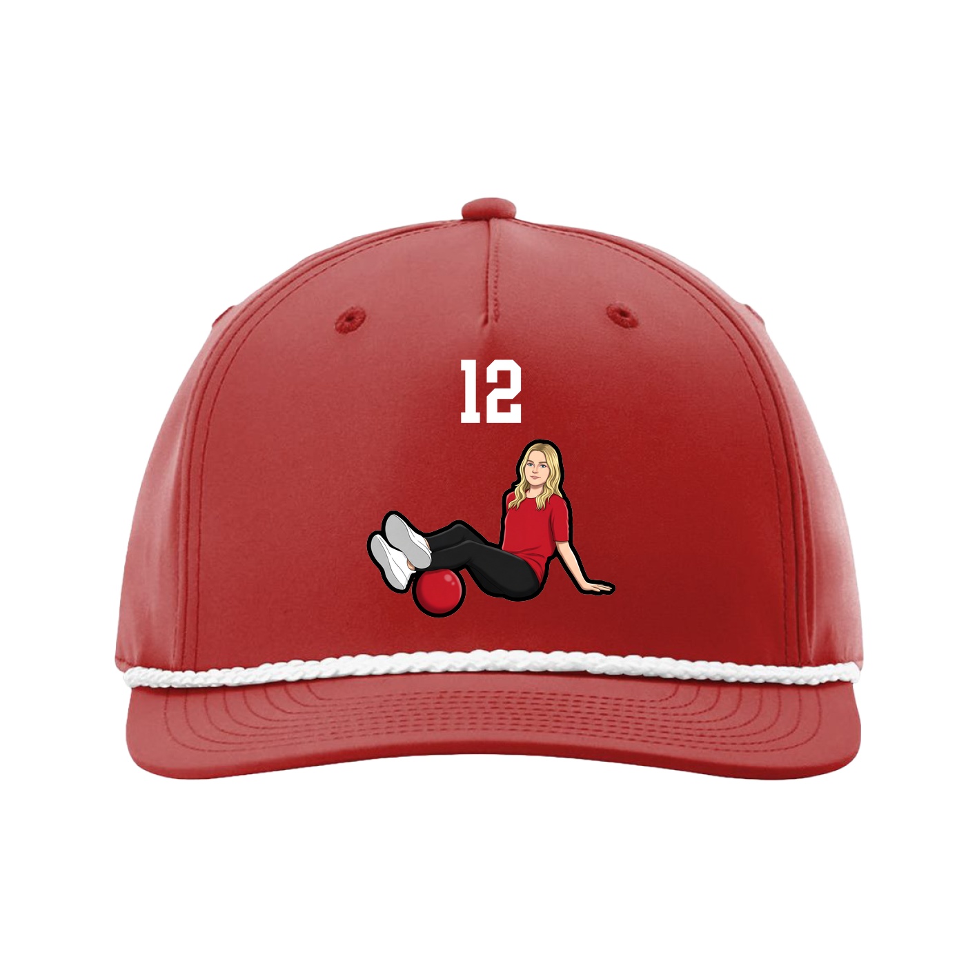 Five-Panel Classic Rope Cap — Number Top in Red