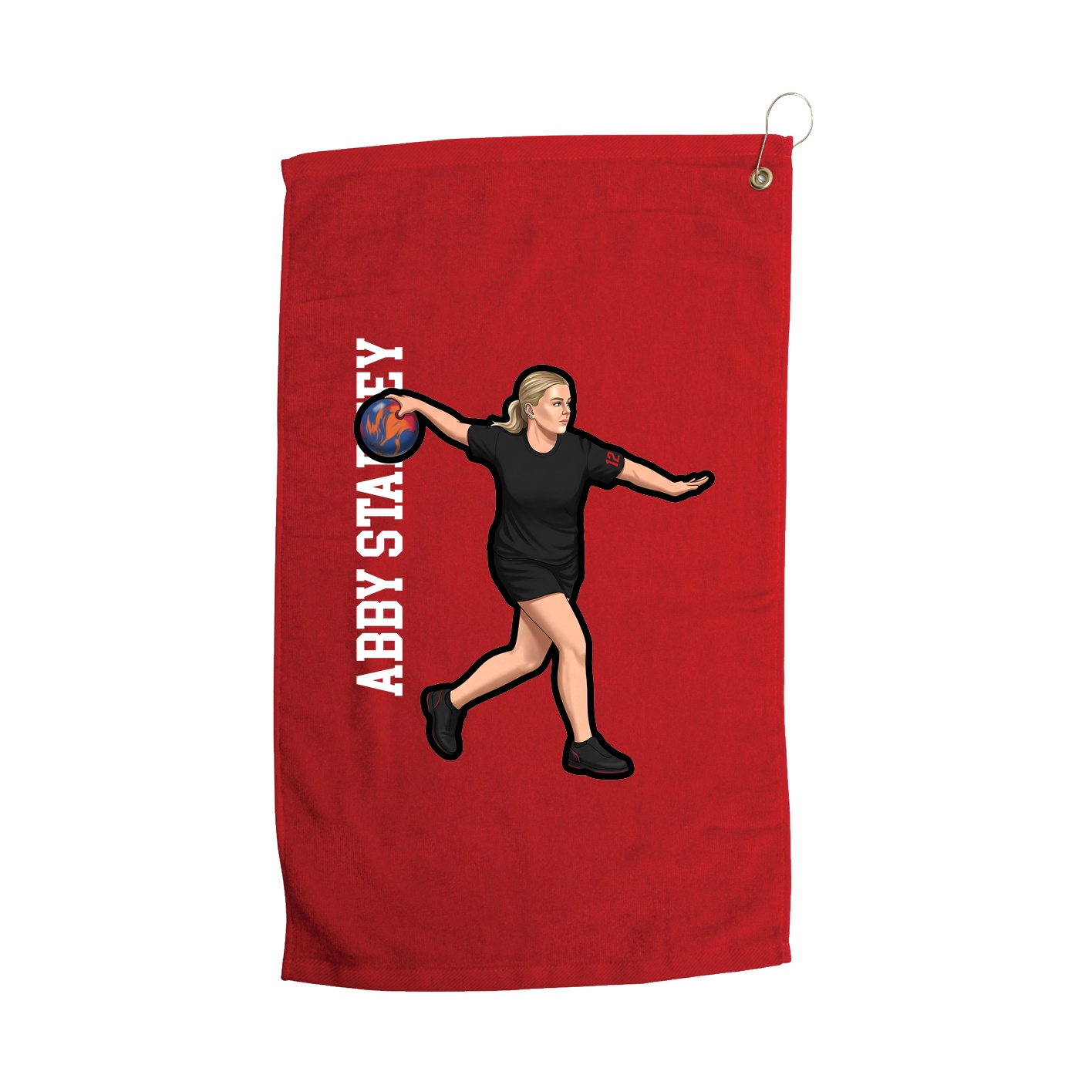 Golf Towel — Name Vertical in Red