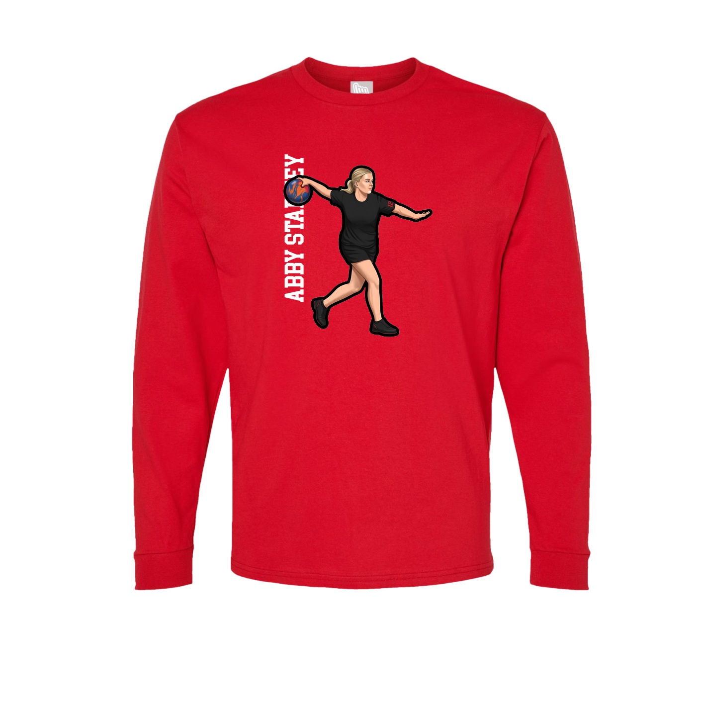 Long Sleeve Tee — Name Vertical in Red