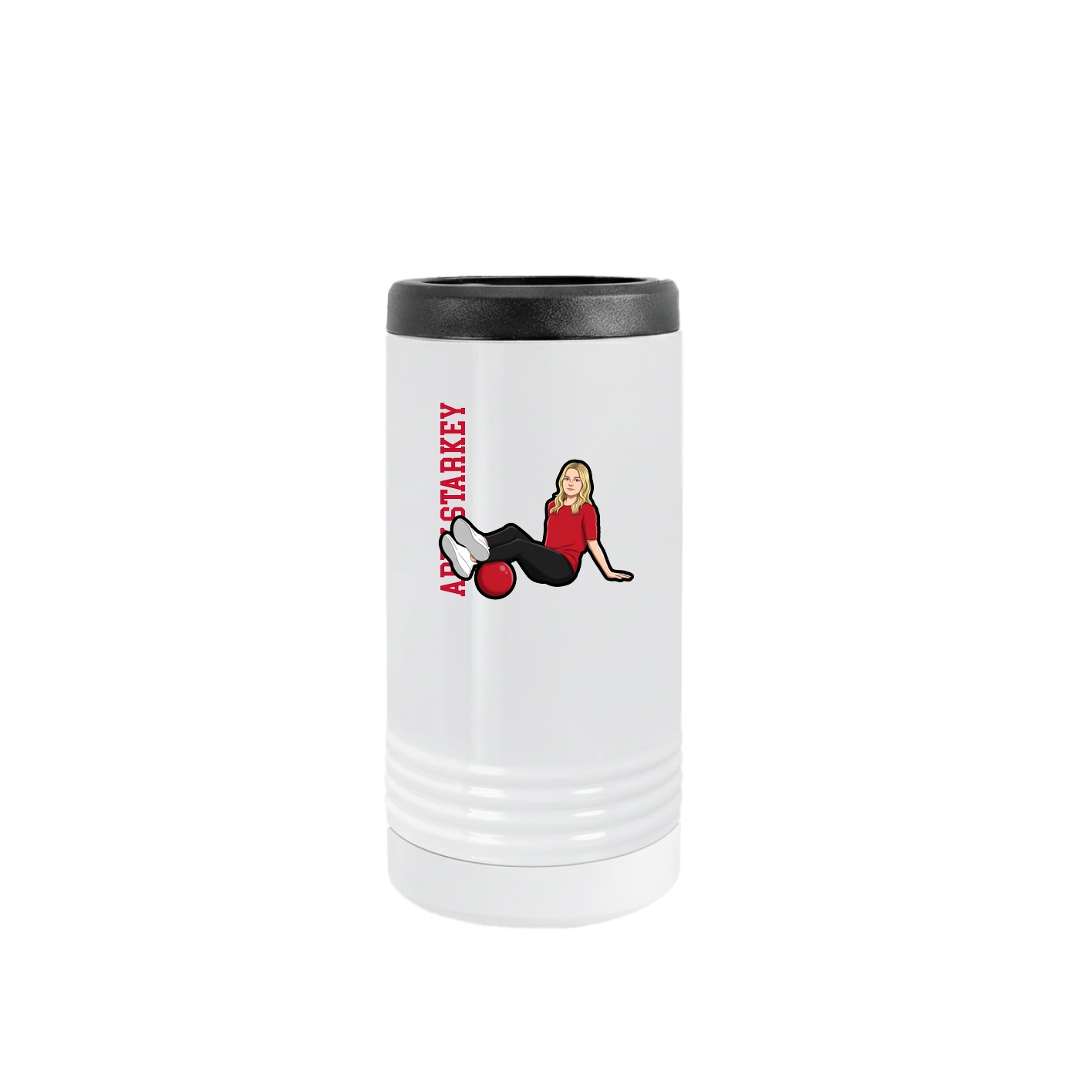Slim Beverage Holder — Name Vertical in White