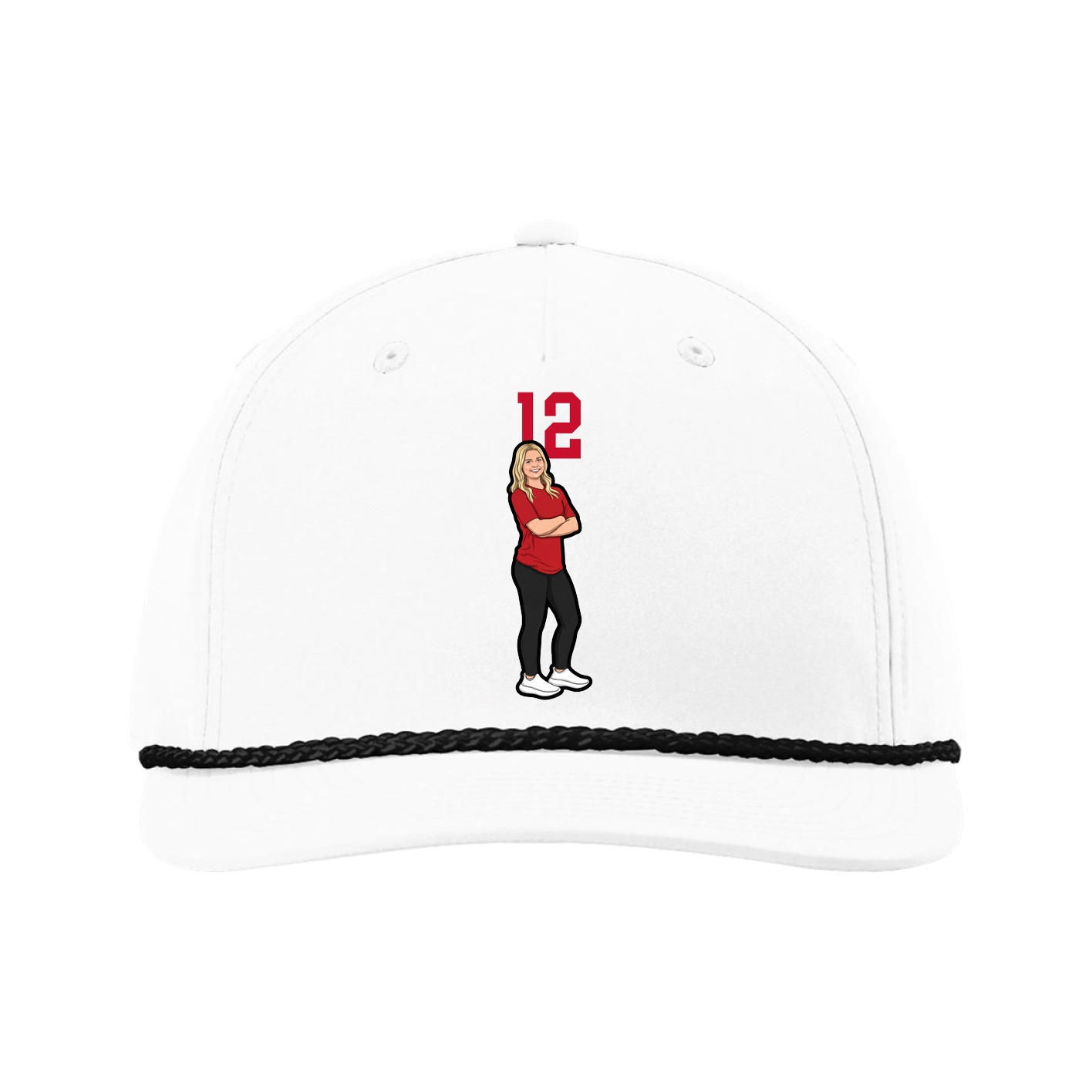 Five-Panel Classic Rope Cap — Number Top in White
