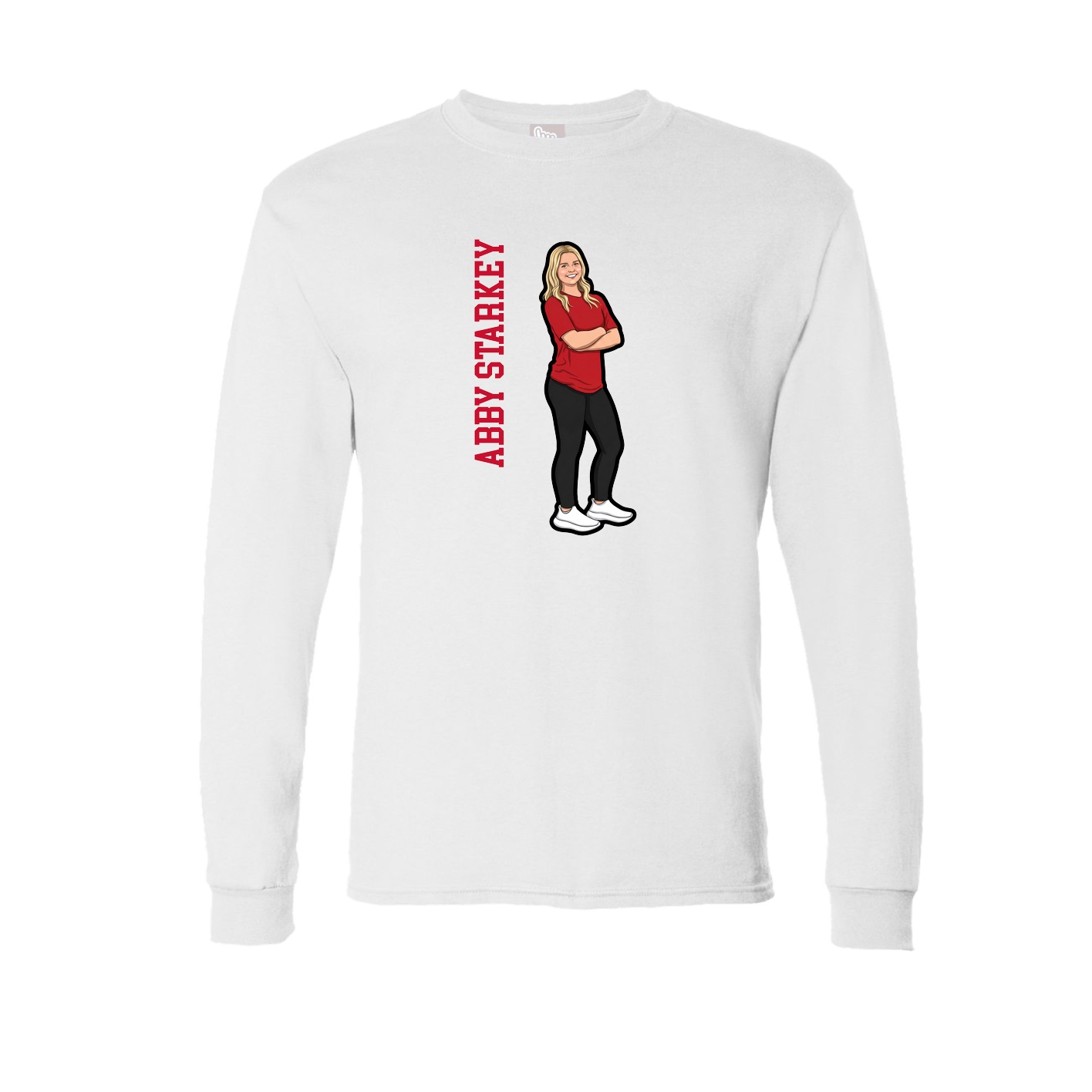 Long Sleeve Tee — Name Vertical in White