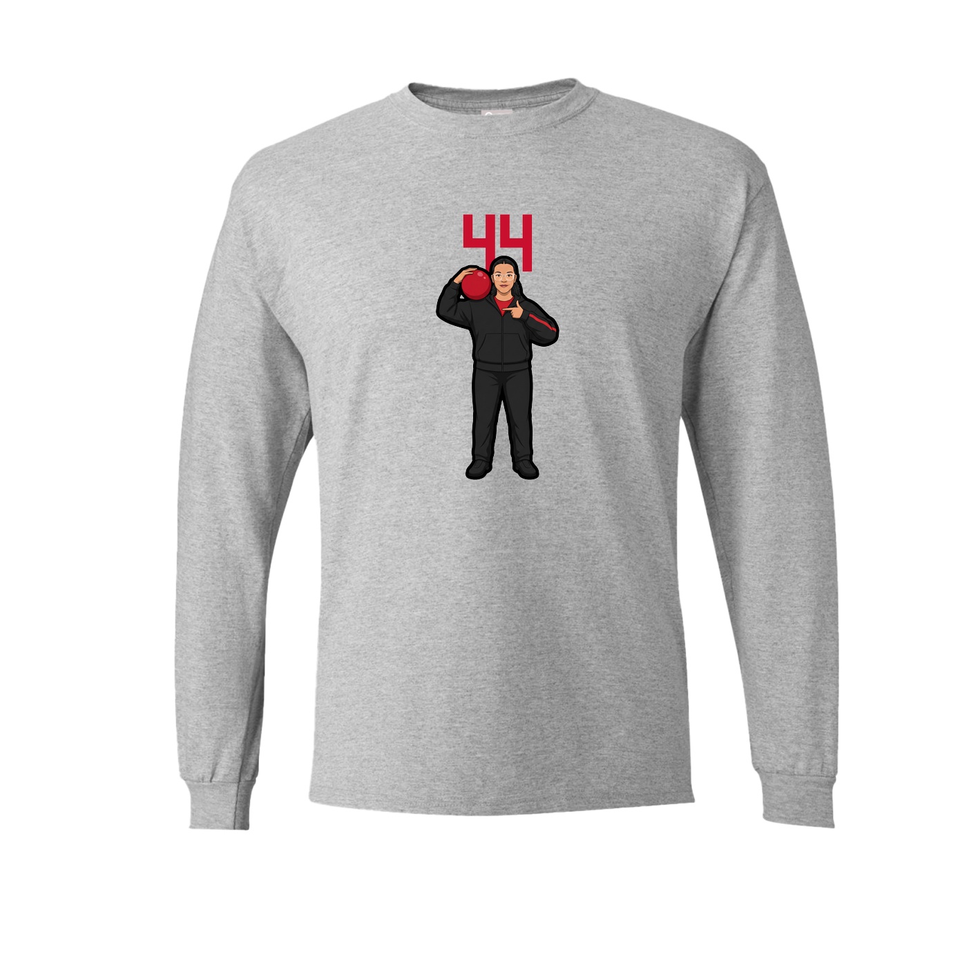 Long Sleeve Tee — Number Top in Grey