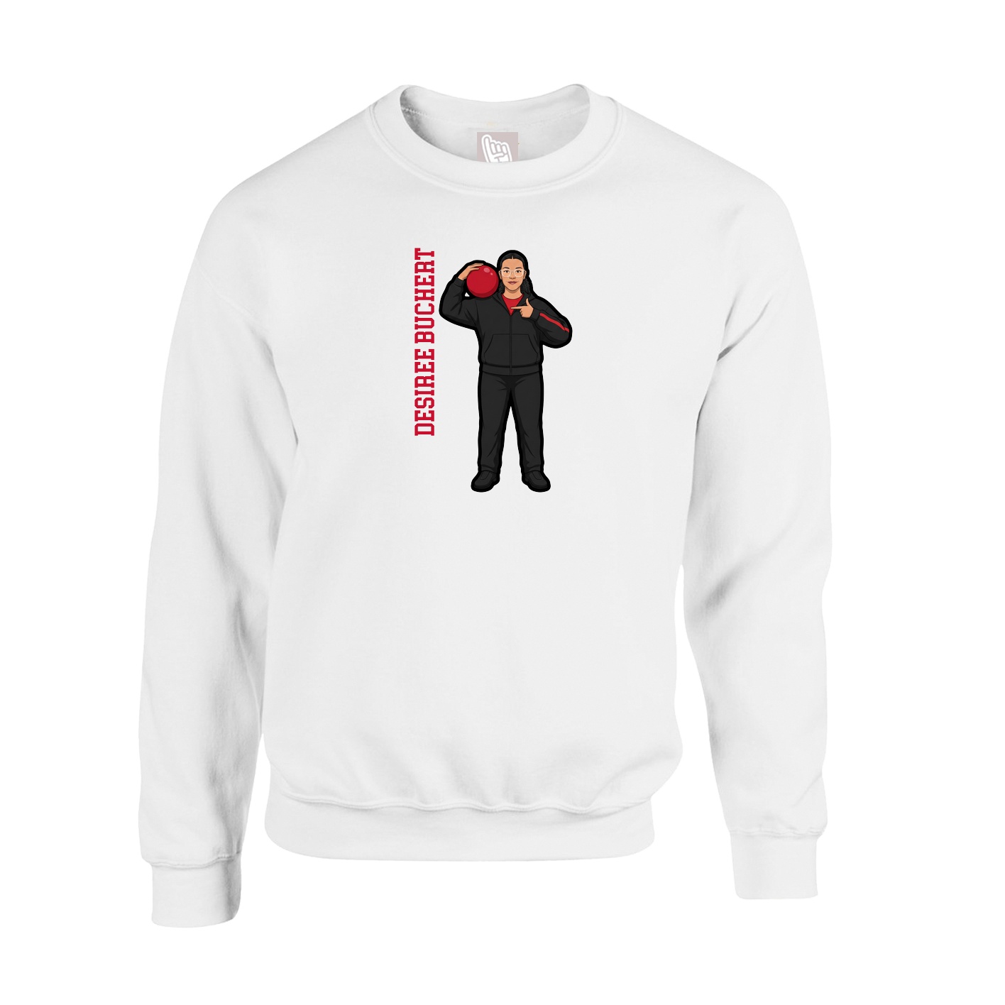Fleece Crew — Name Vertical in White