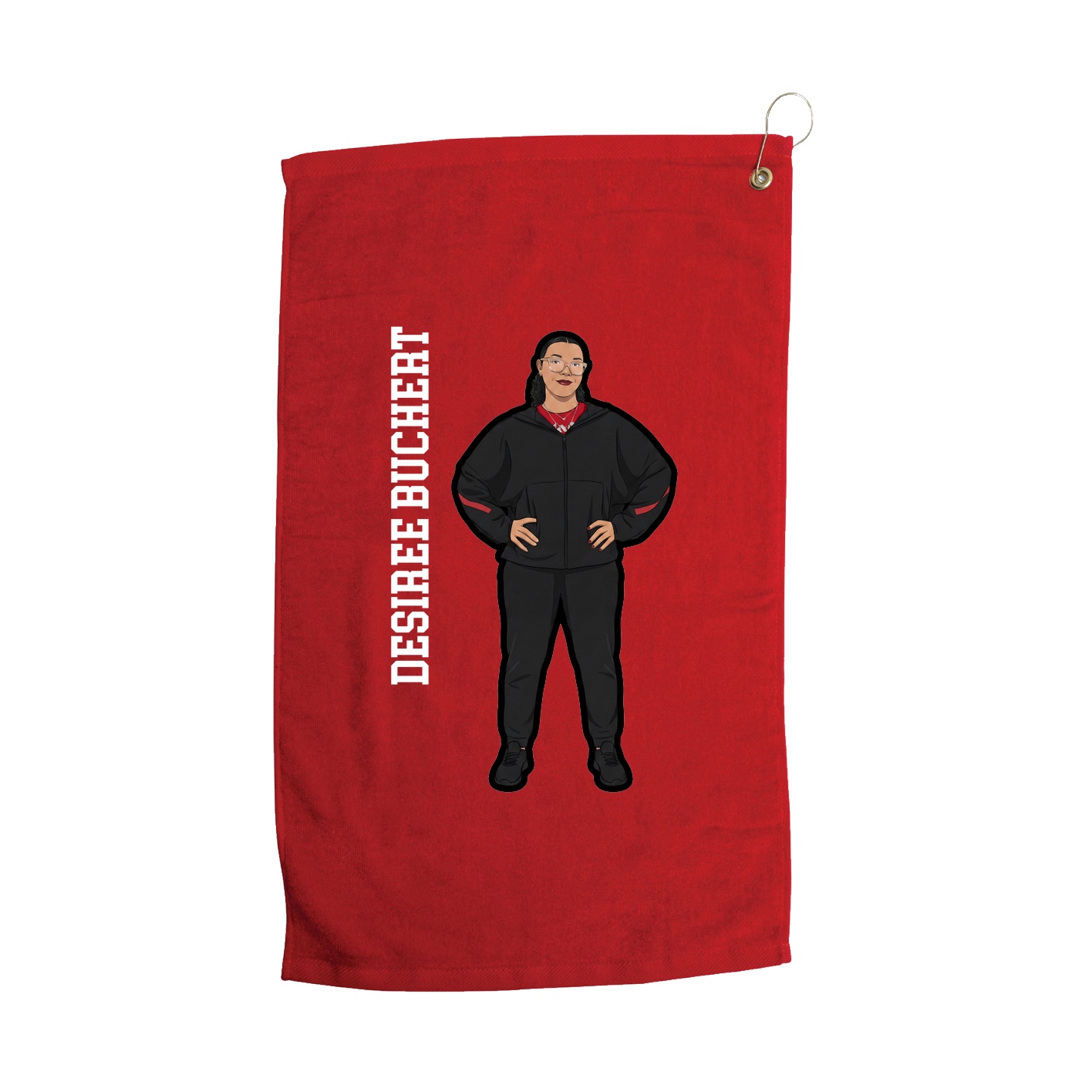 Golf Towel — Name Vertical in Red