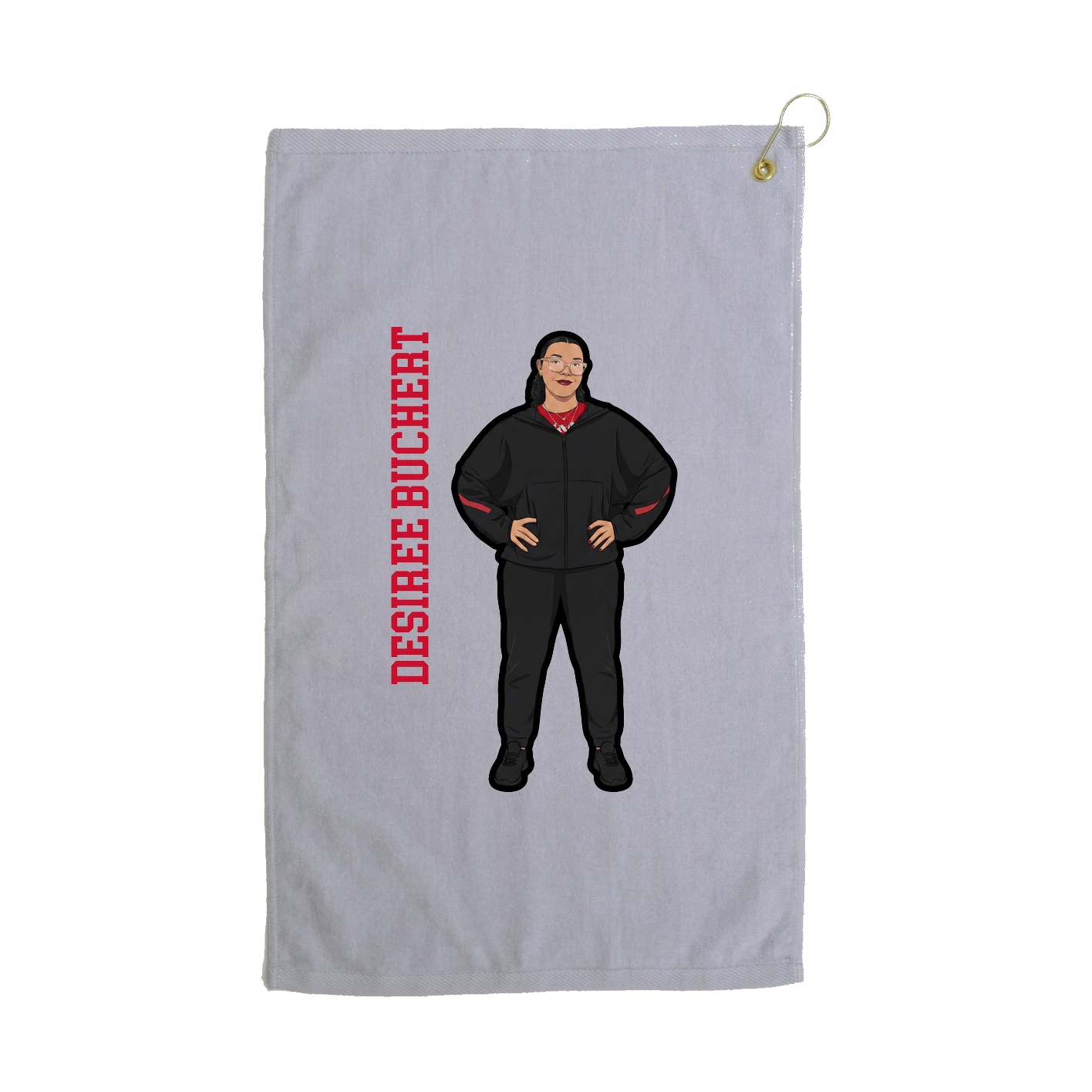 Golf Towel — Name Vertical in Grey
