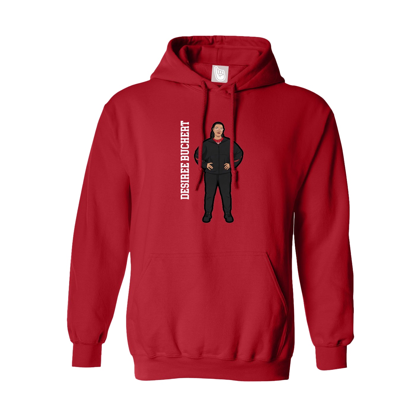 Hoodie — Name Vertical in Red