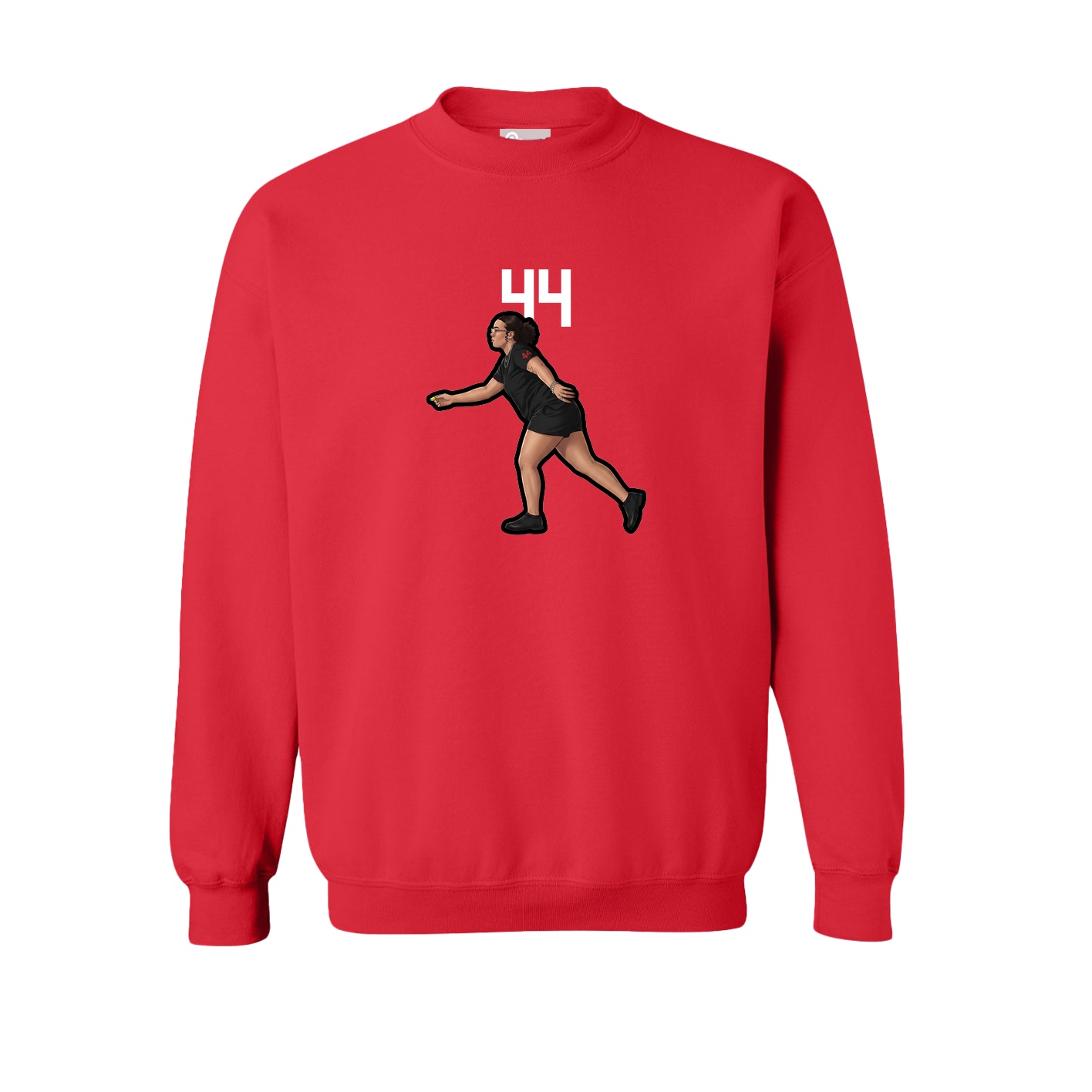 Fleece Crew — Number Top in Red