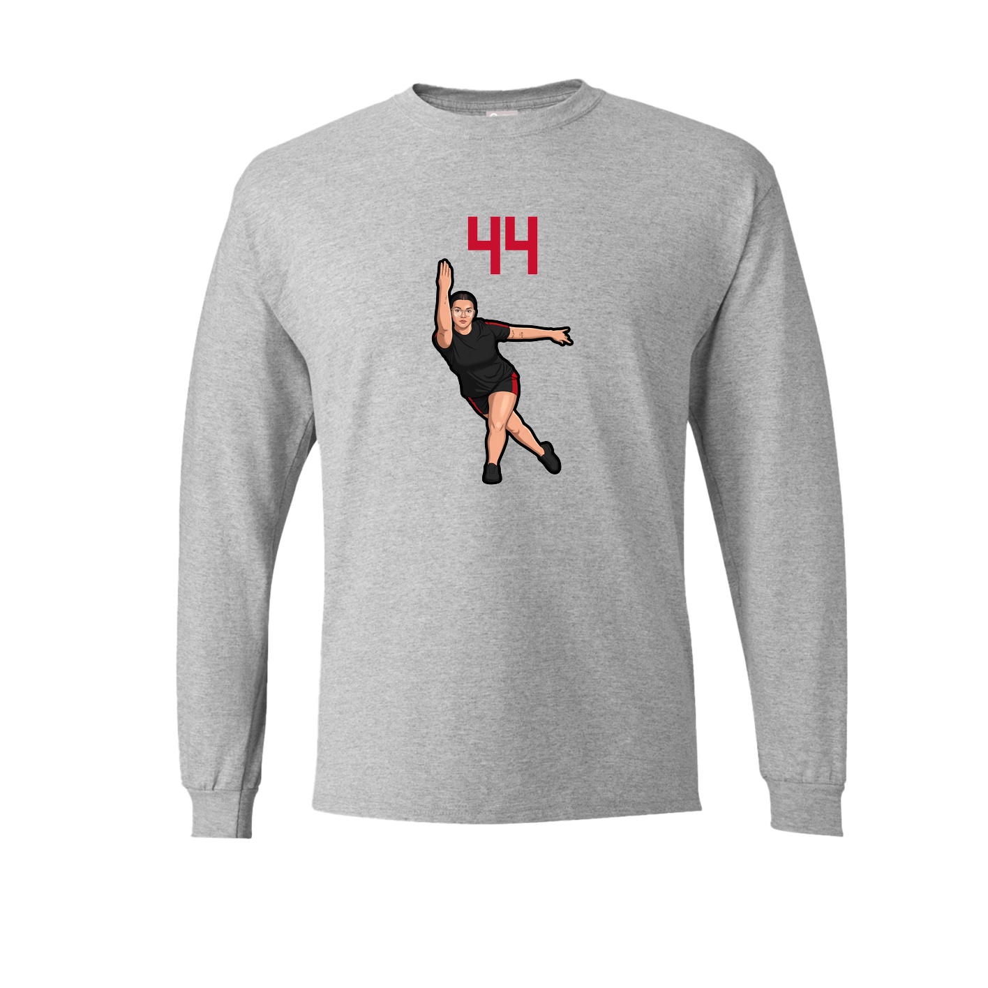 Long Sleeve Tee — Number Top in Grey