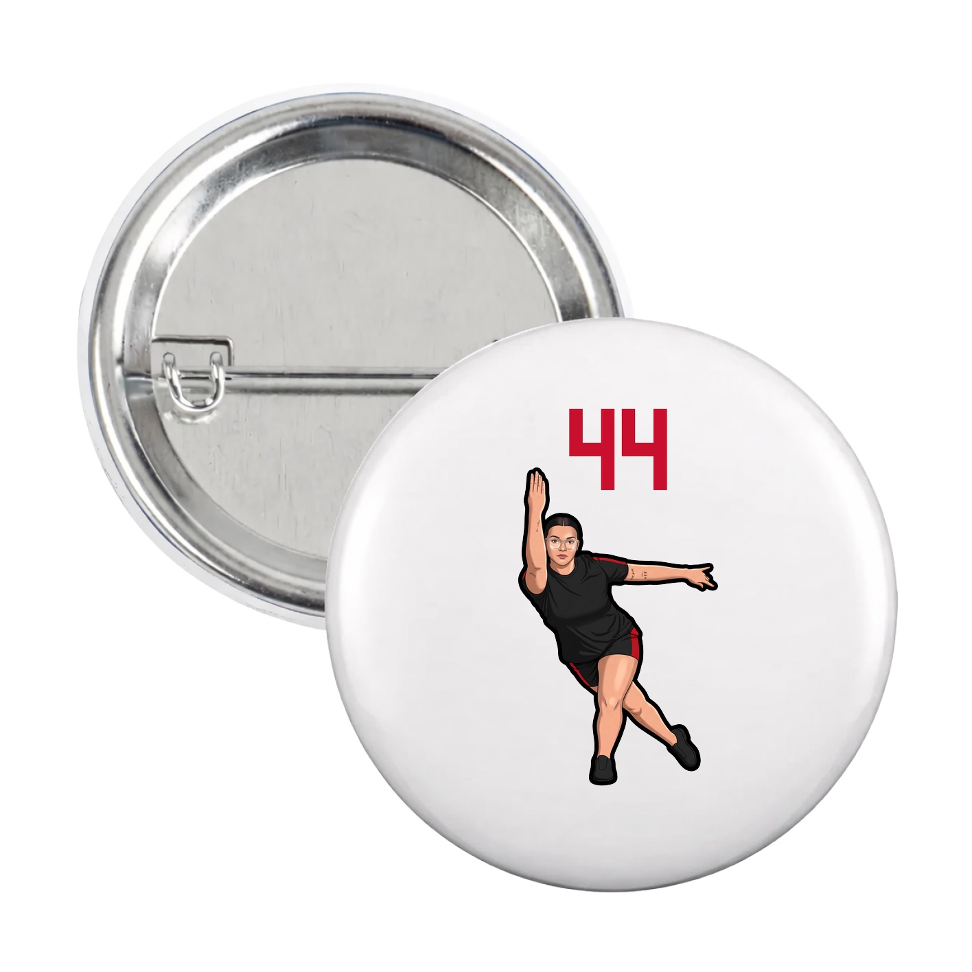 Game Day Button — Number Top in White